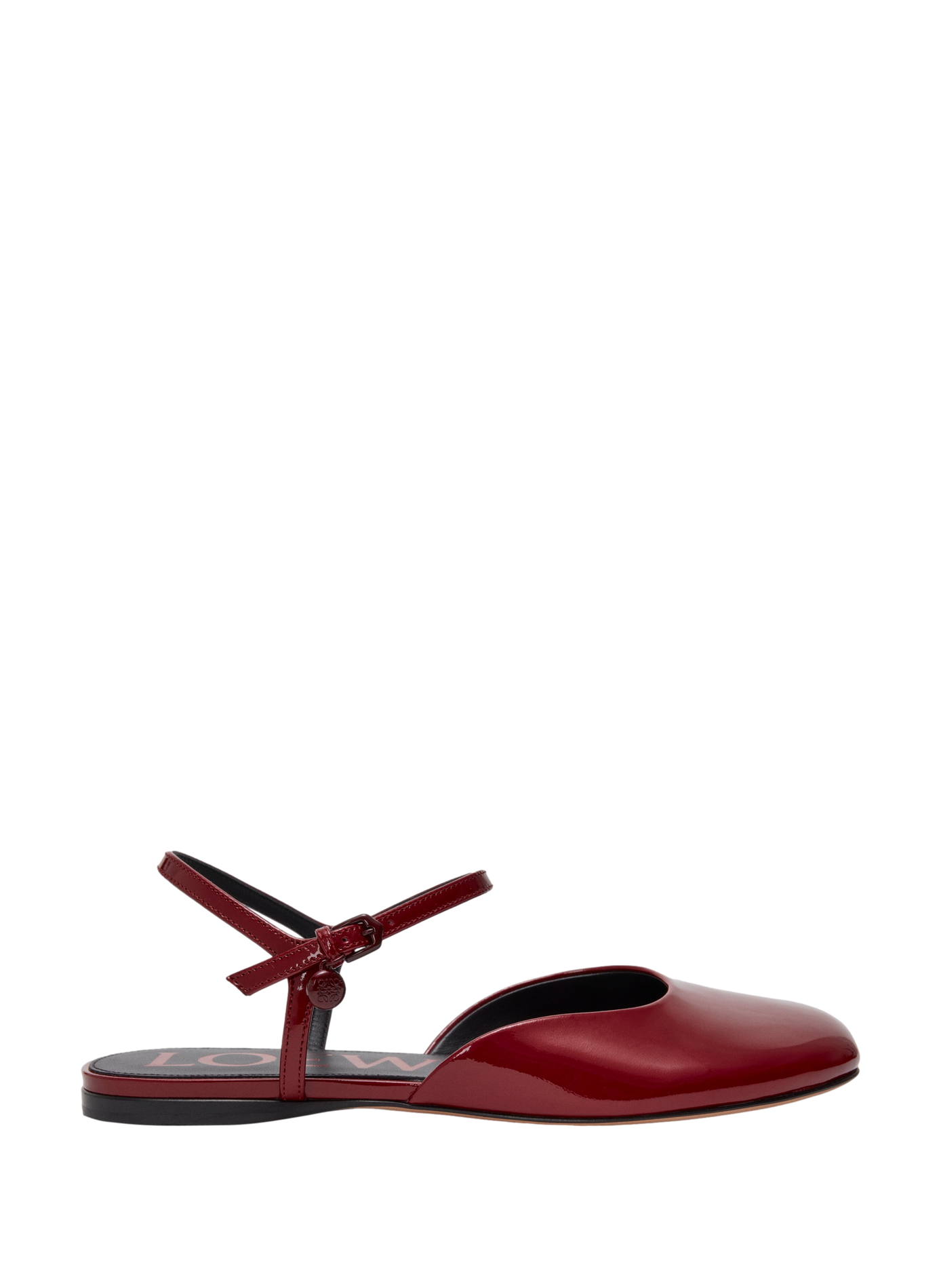 Ballerines à bride cheville Toy en cuir d'agneau verni souple LOEWE Rouge