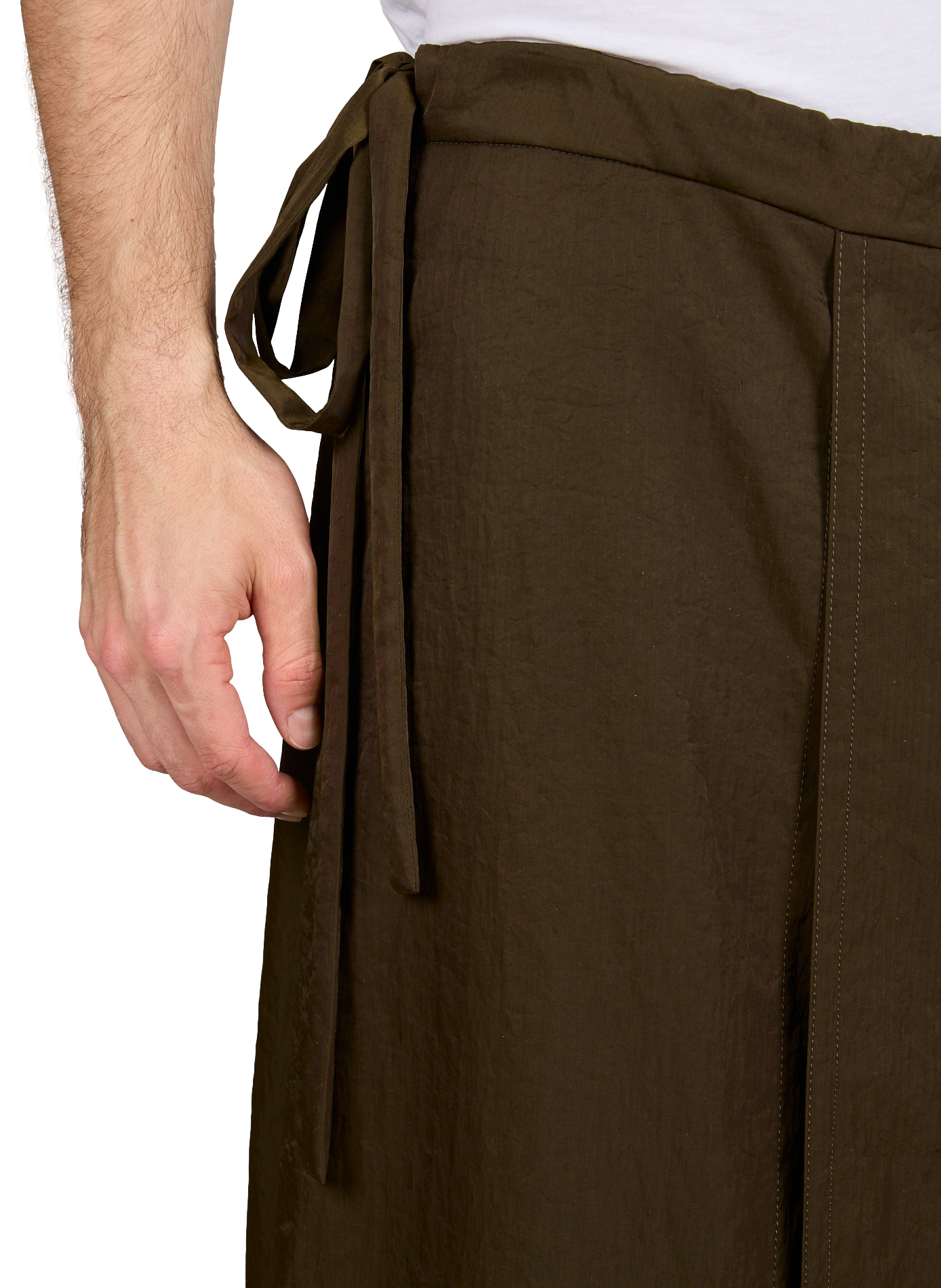 Wide-leg pants with skirt overlay SEAN SUEN Brown