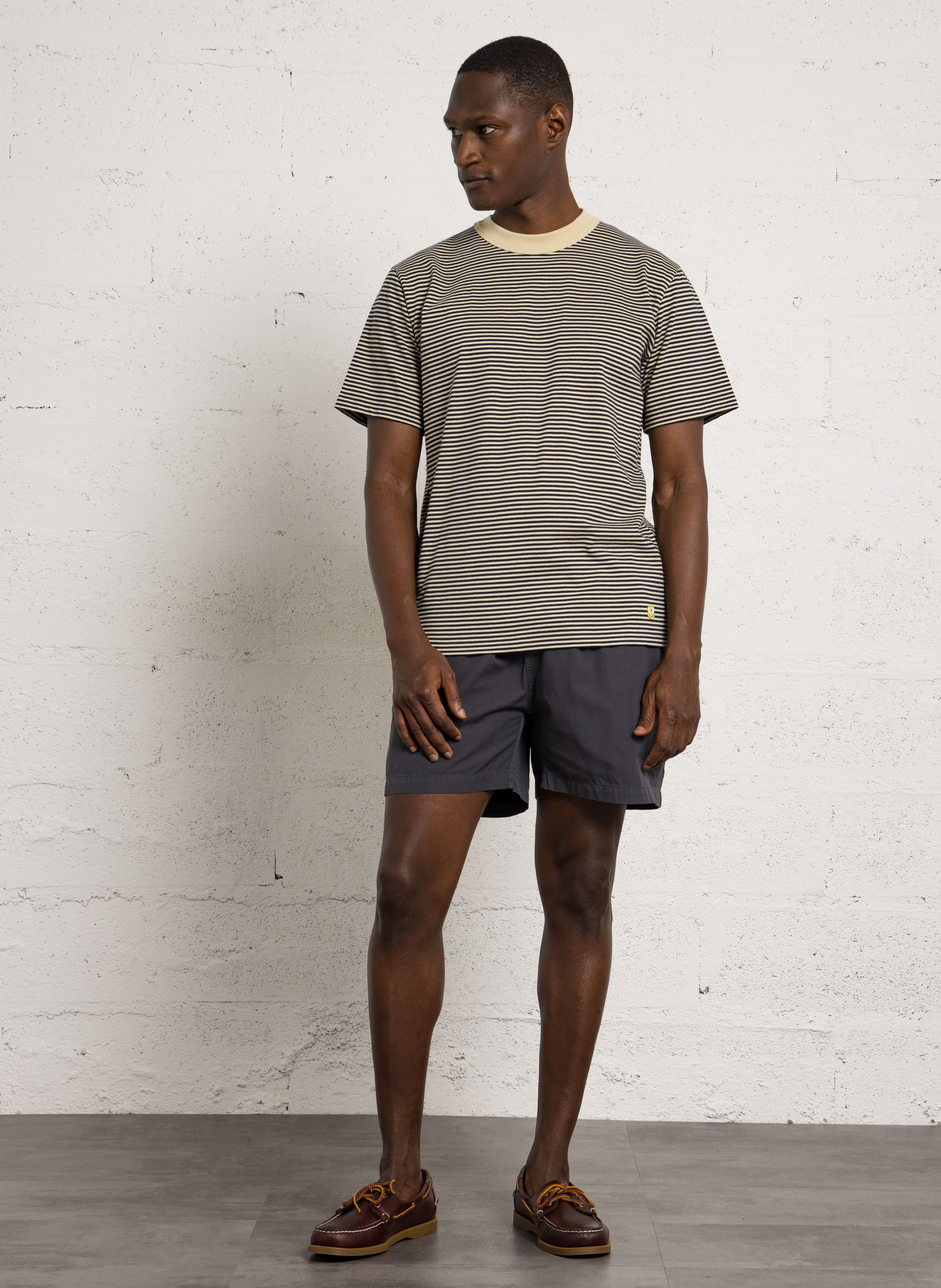 Straight round-neck striped heritage cotton t-shirt ARMOR-LUX Beige