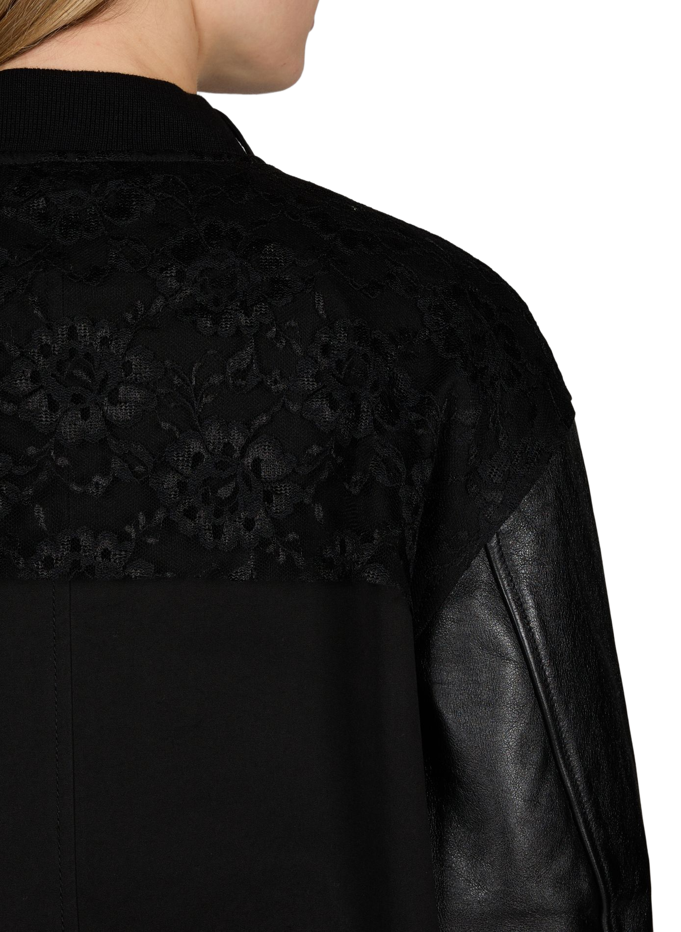 Bomber bi-matière avec empiècement en dentelle en coton OUR LEGACY Noir