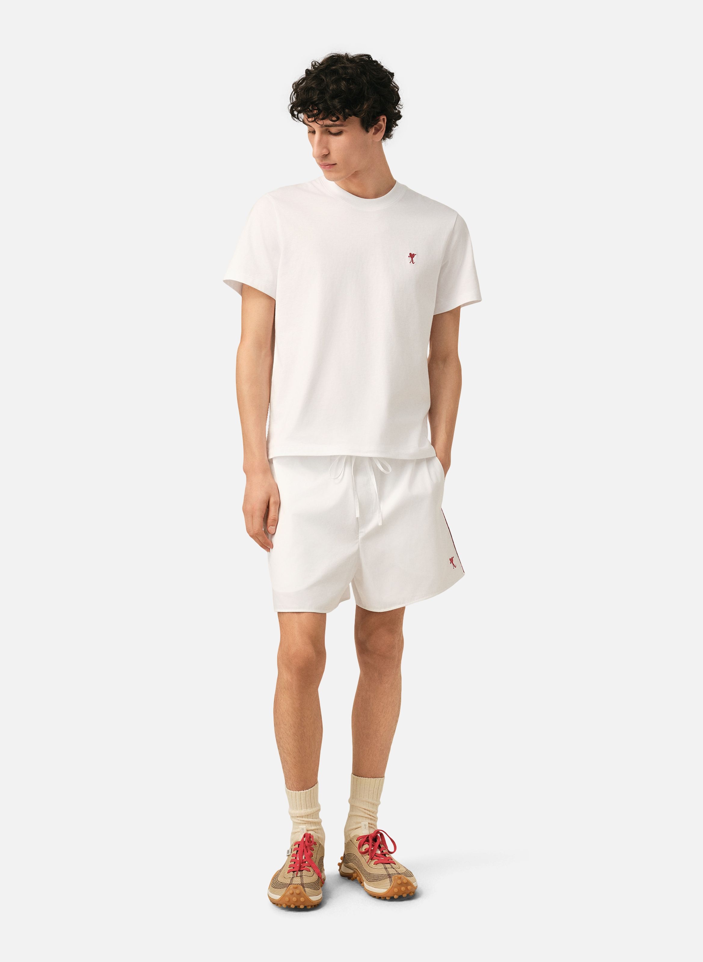 Short ami de coeur flèche unisexe en coton AMI PARIS Blanc