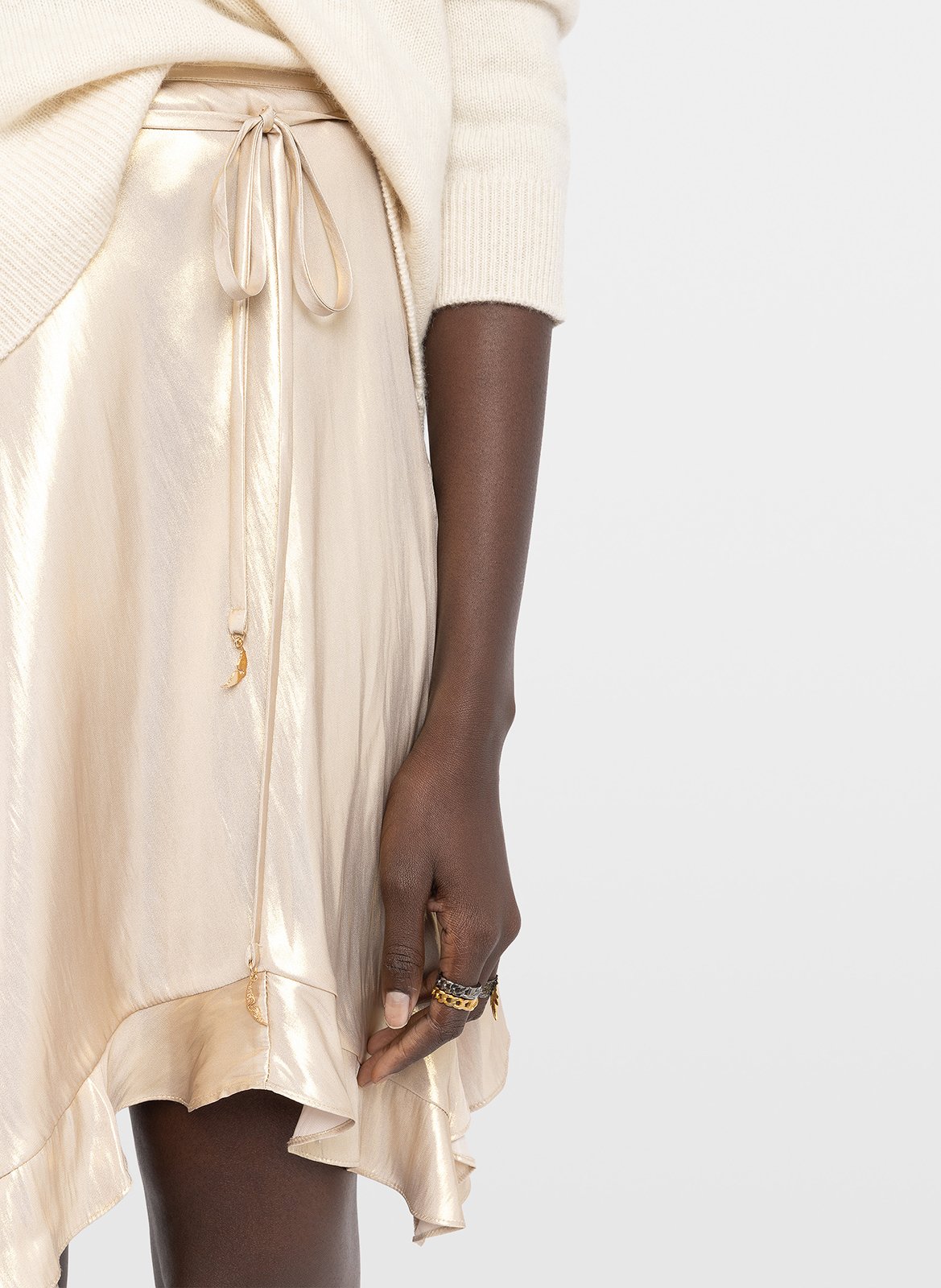 Jupe courte asymétrique satinée jetos ZADIG&VOLTAIRE Doré