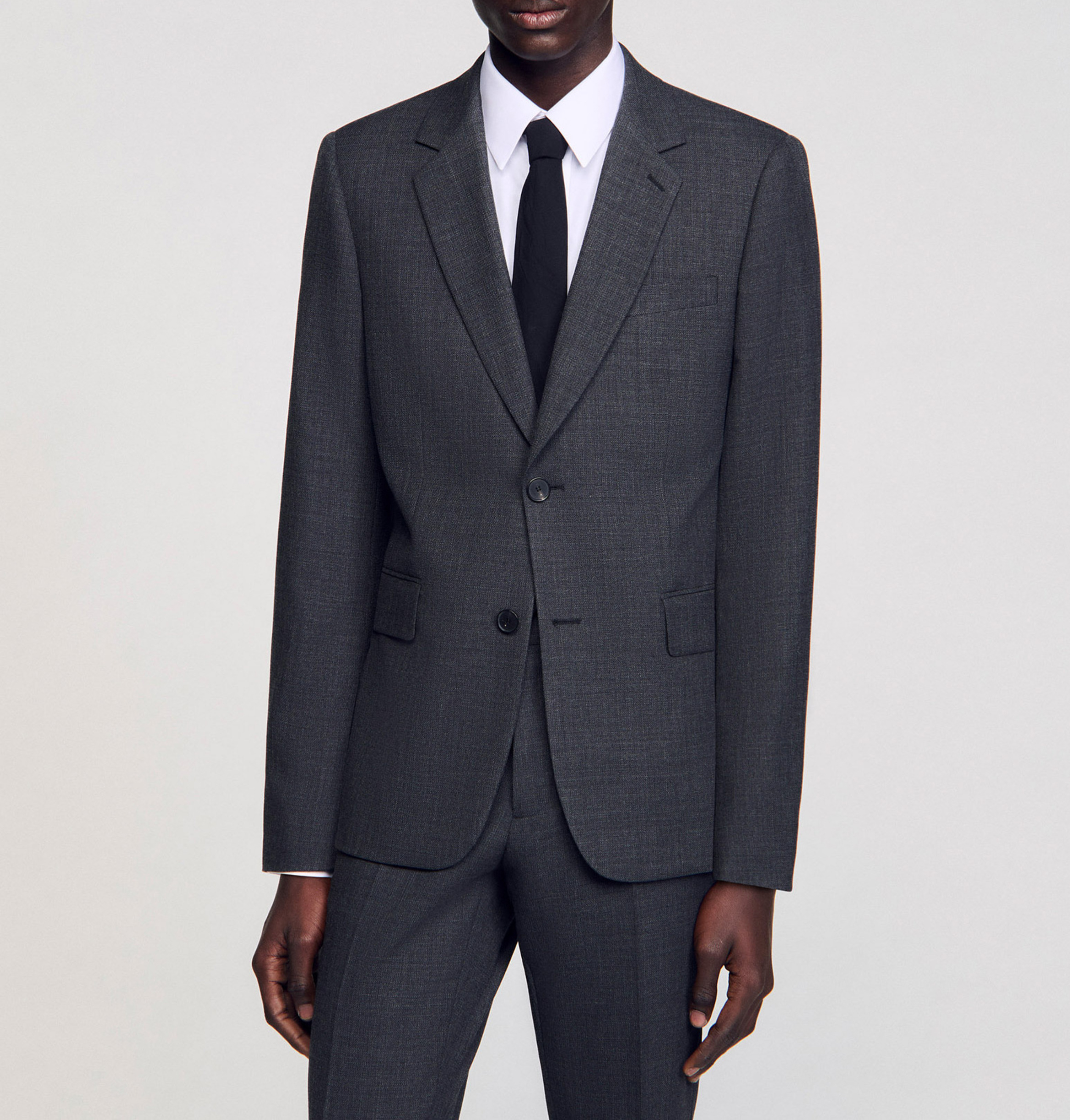 Veste col tailleur en laine SANDRO Gris