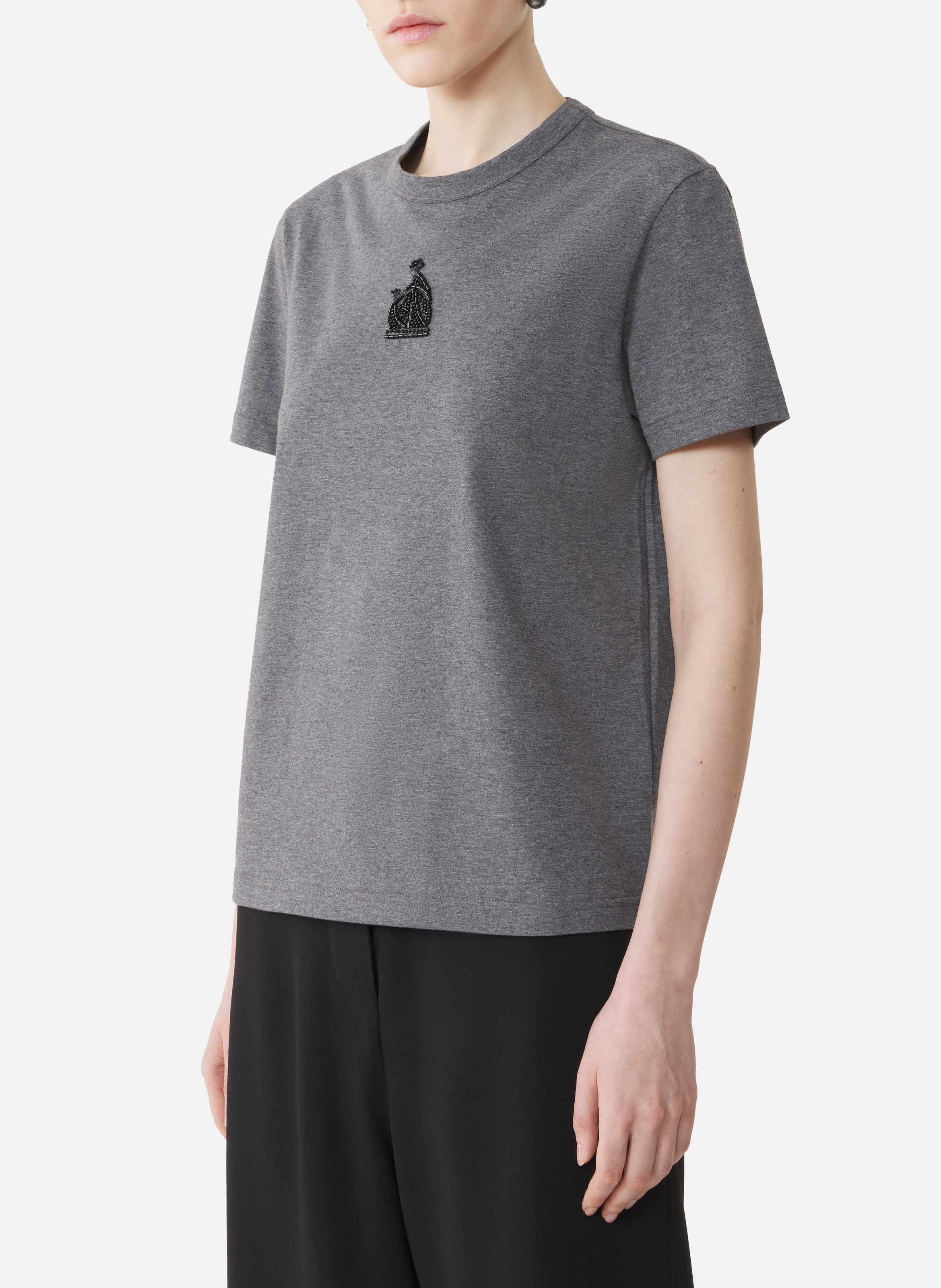 T-shirt brodé la mère et l'enfant en jersey LANVIN Gris