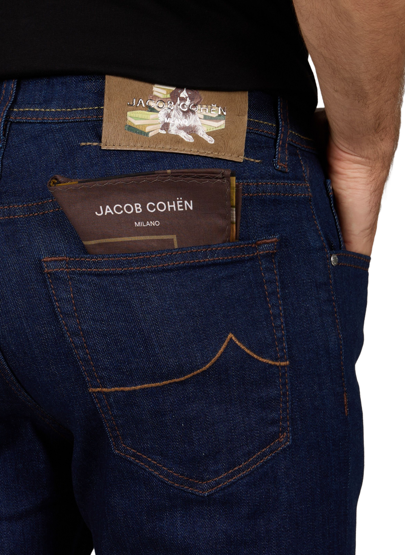Jean droit en coton mélangé JACOB COHEN Bleu