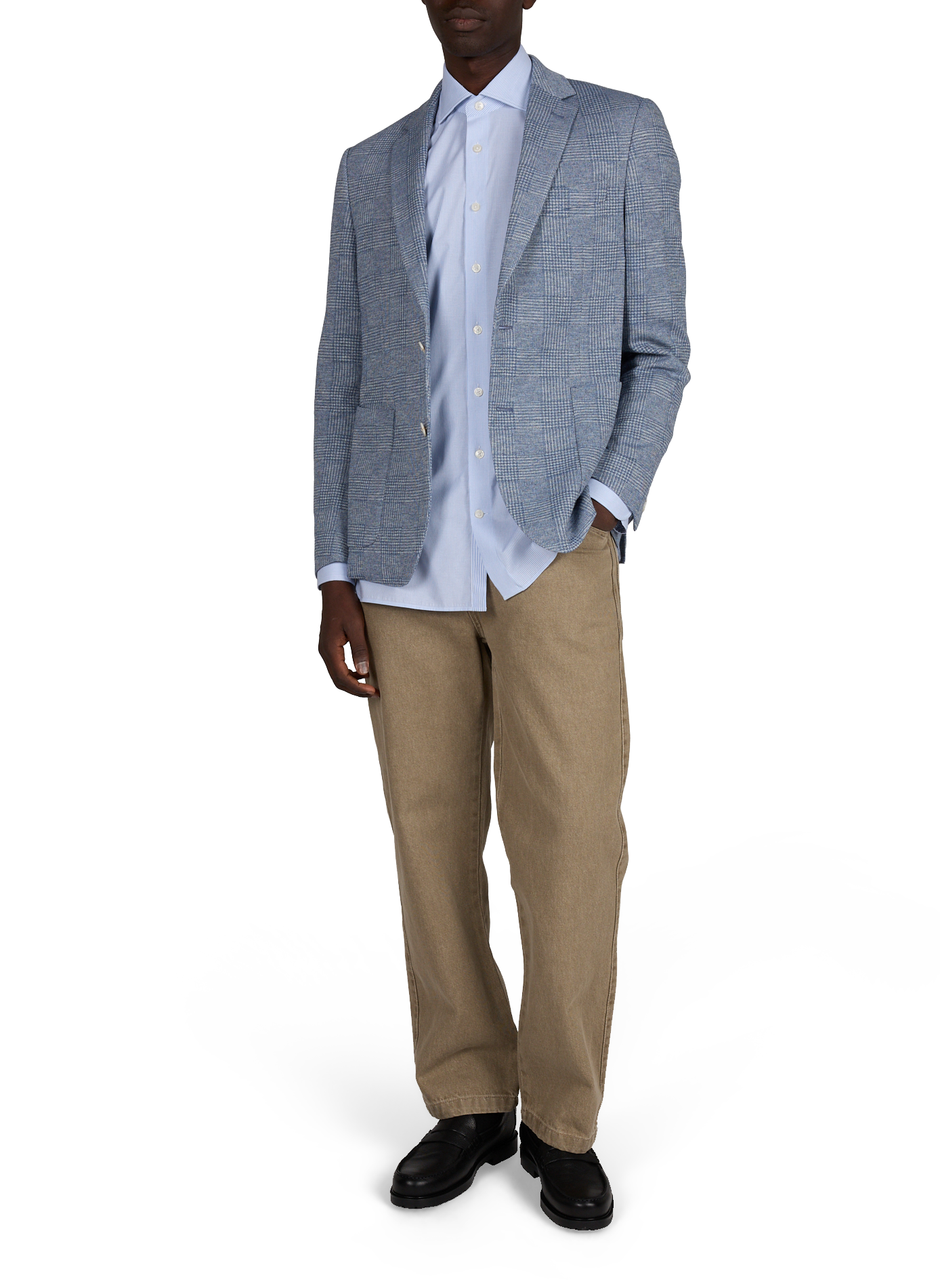 Blazer droit à carreaux en coton mélangé HACKETT Bleu