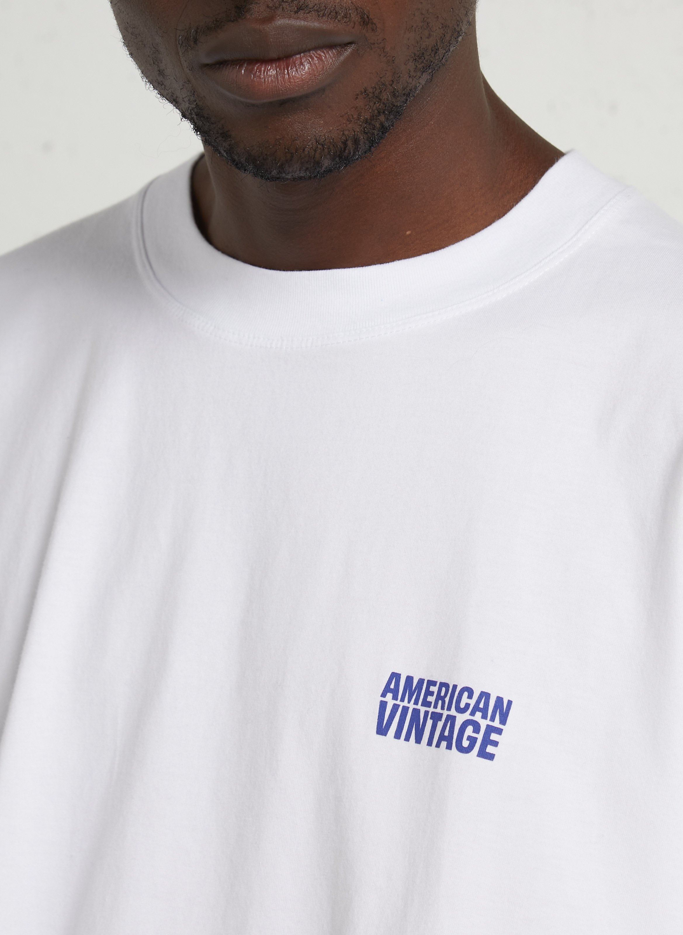 T-shirt droit manches longues en coton gixy AMERICAN VINTAGE Blanc