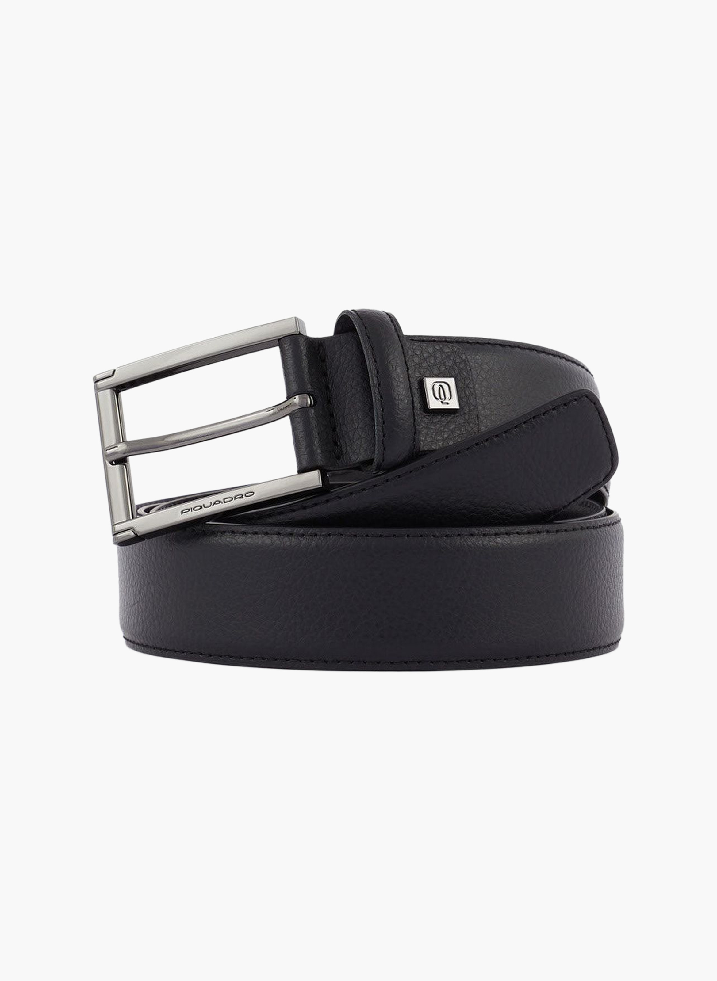 Men's italian-made leather belt with prong buckle PIQUADRO Black