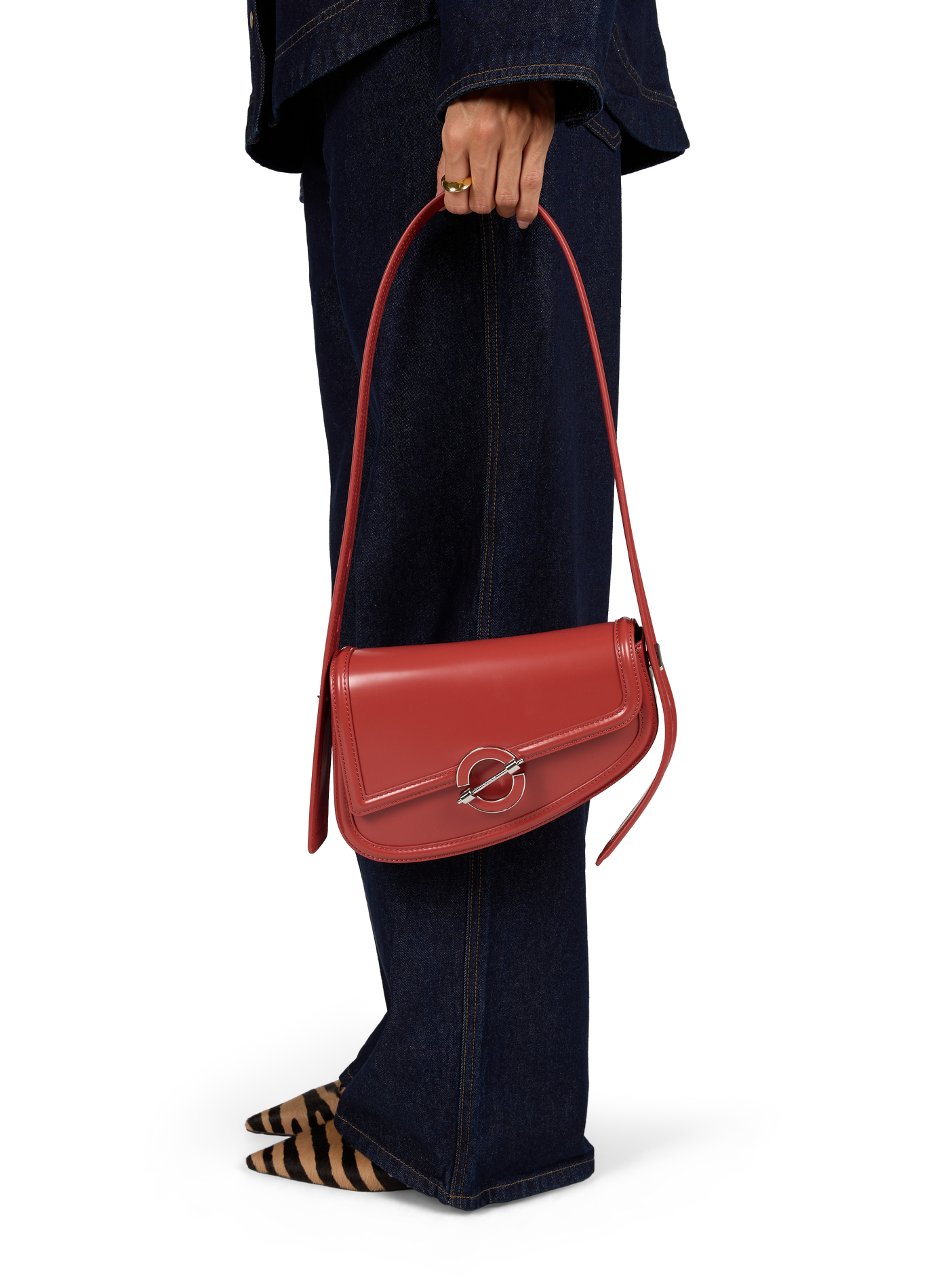 Leather shoulder bag SAMSOE SAMSOE Red
