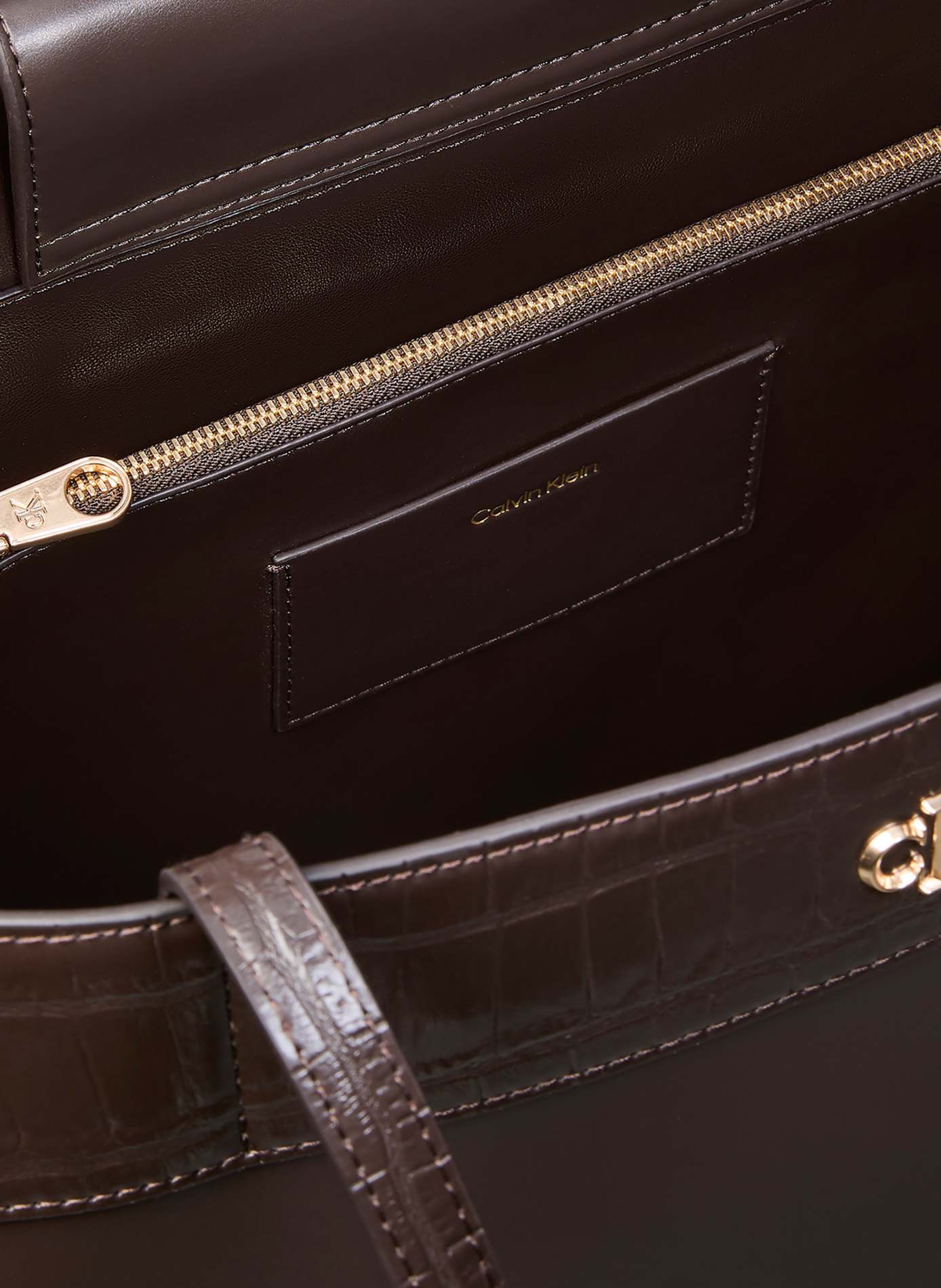 Crocodile-effect shoulder bag | Brown CALVIN KLEIN Women