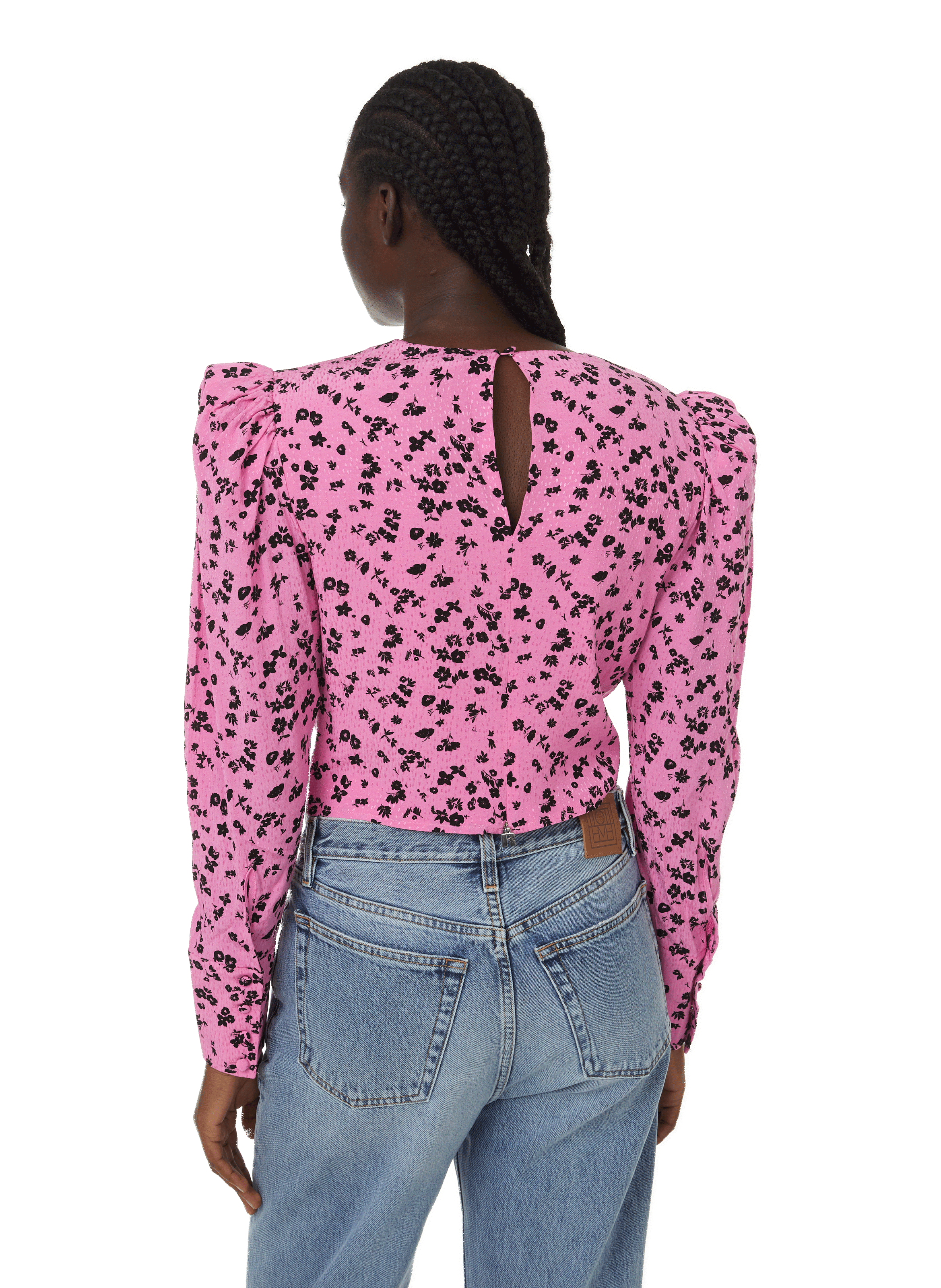 Fine jacquard floral-print top ROTATE Pink