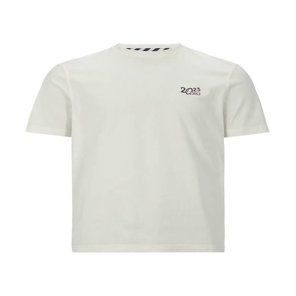 T-shirt blanc col rond à manches courtes – Eden Park
