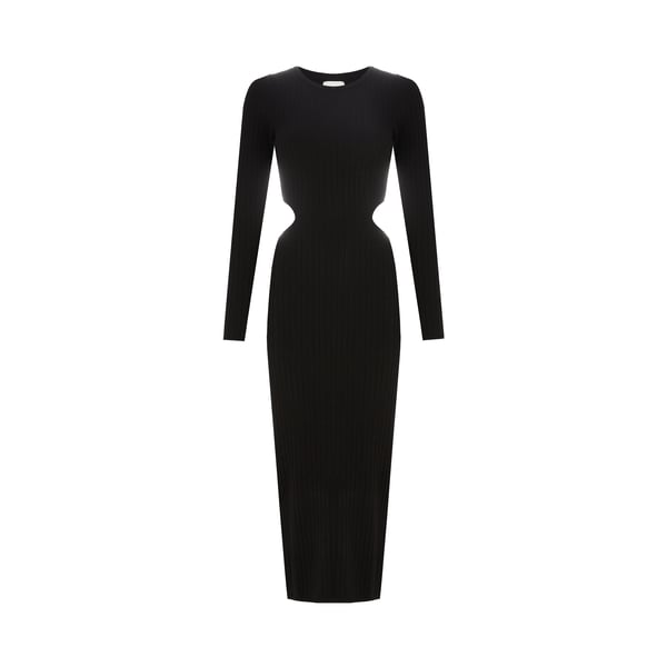 Robe midi en maille côtelée