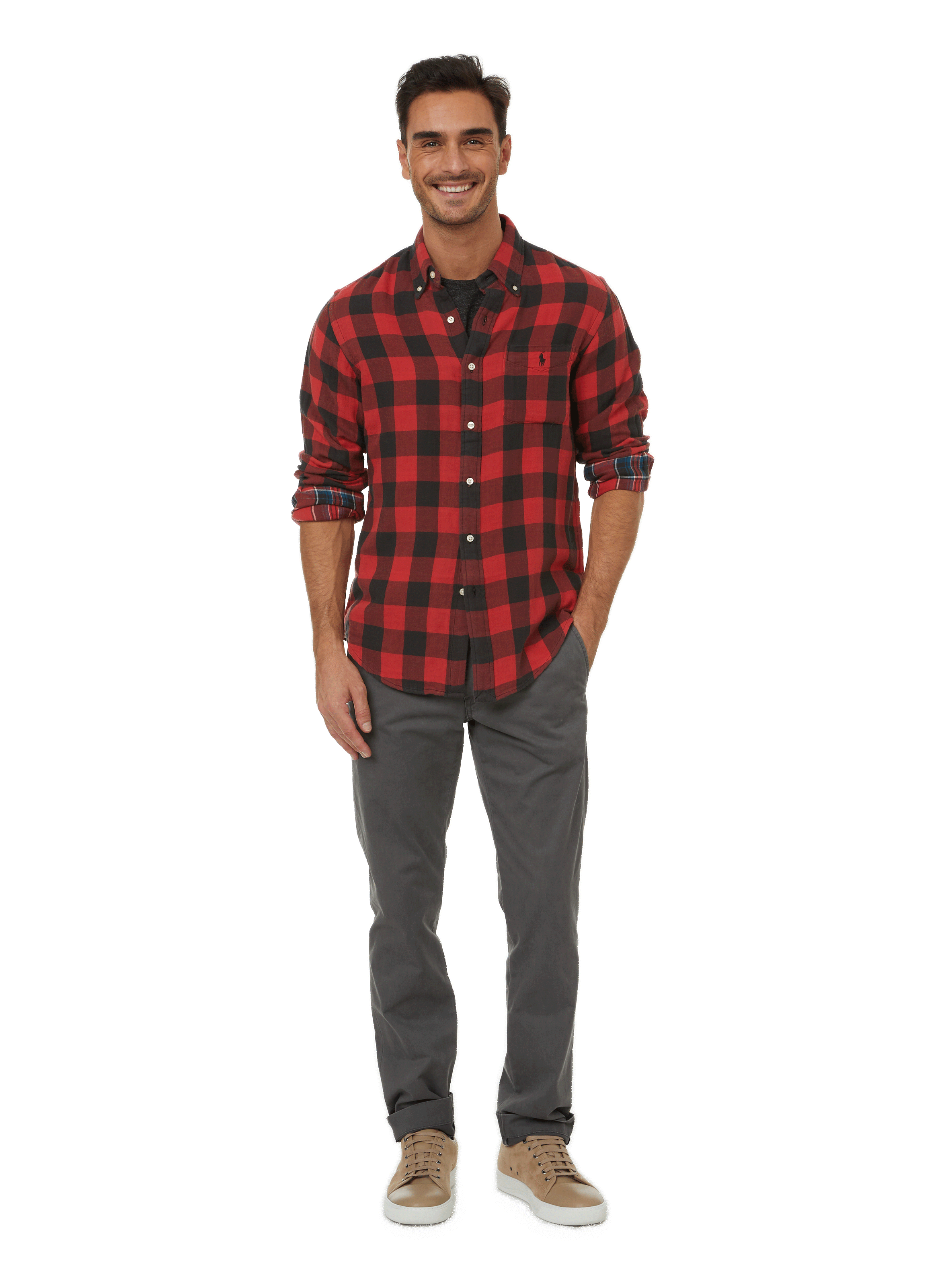 Chemise à carreaux en flanelle de coton POLO RALPH LAUREN Rouge