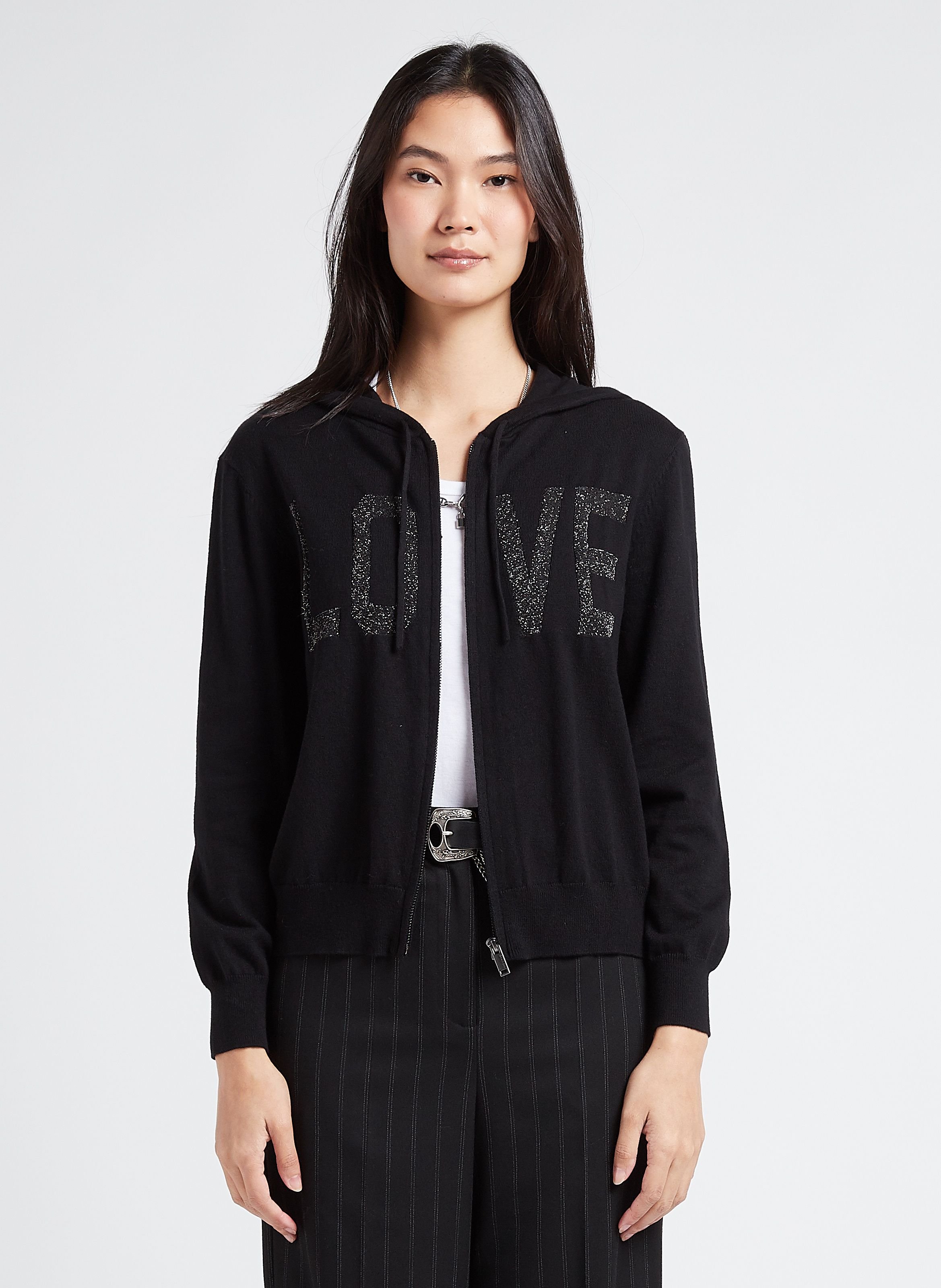 Sweatshirt zippé imprimé en coton mélangé