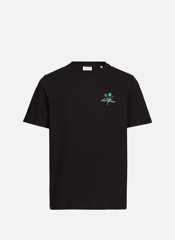 Straight printed cotton t-shirt Black by LES DEUX LES DEUX Straight printed cotton t-shirt Black