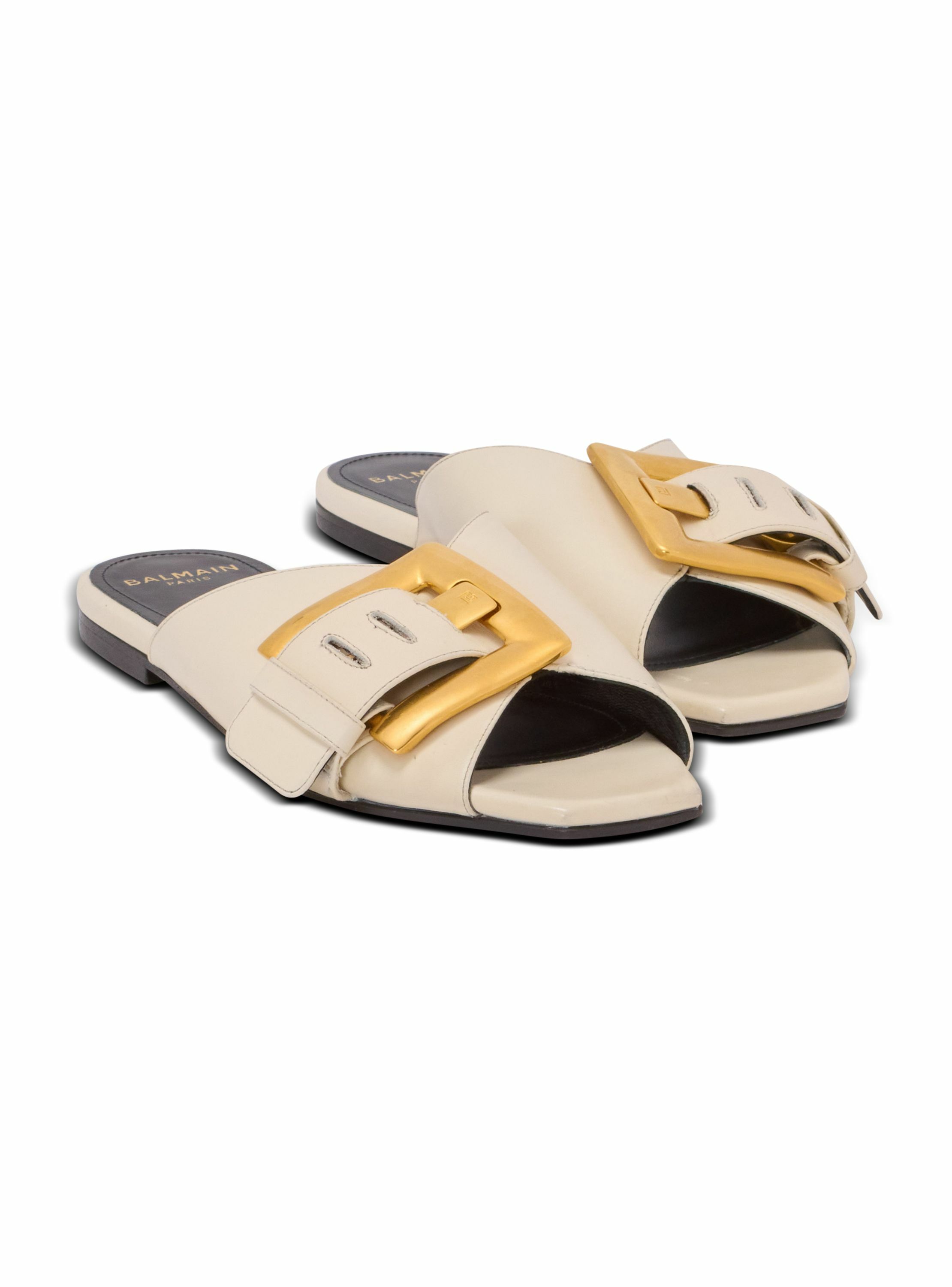 Sandales plates anthem en cuir Beige