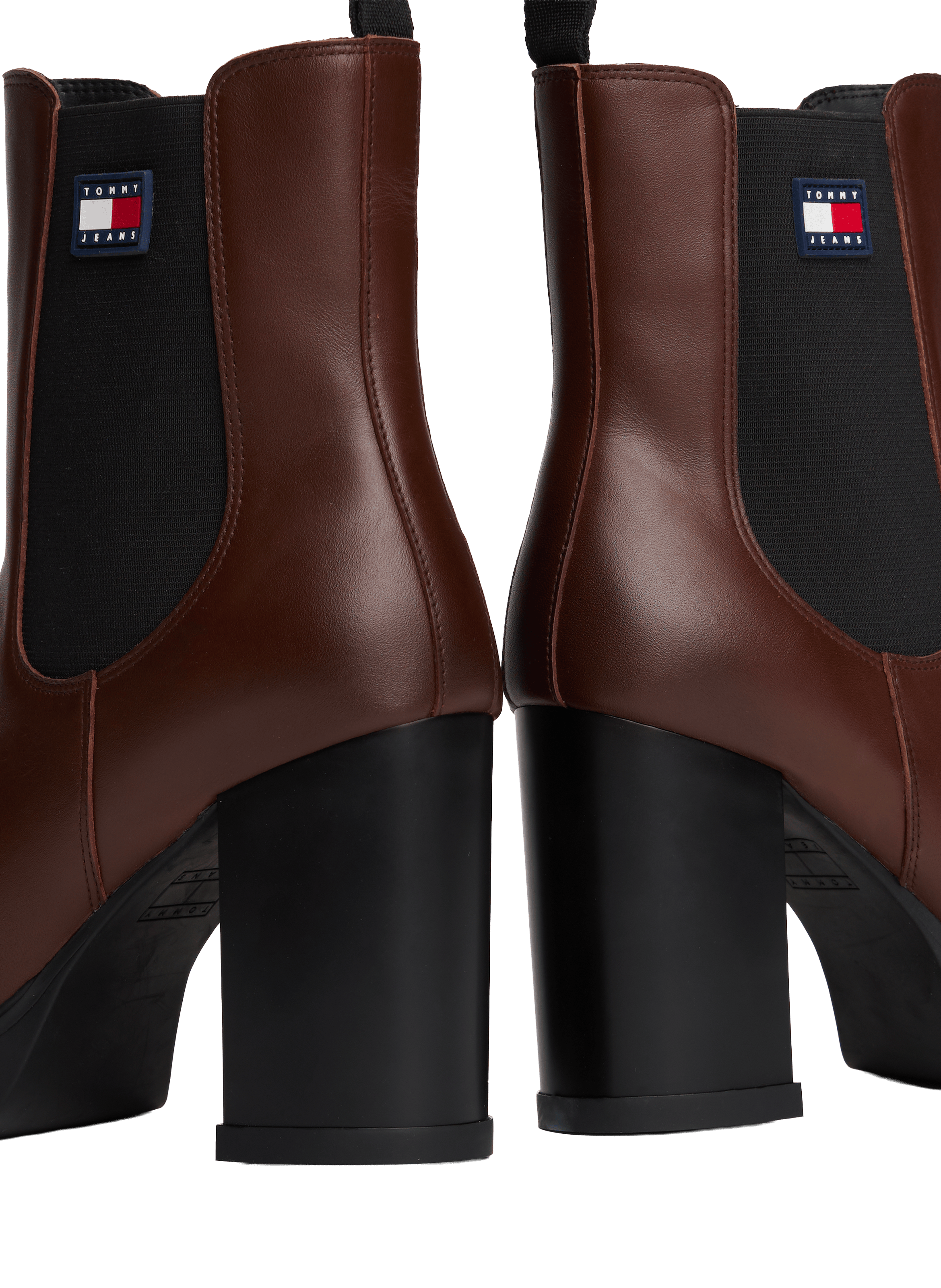 Bottines à talons hauts crantés en cuir TOMMY HILFIGER Marron