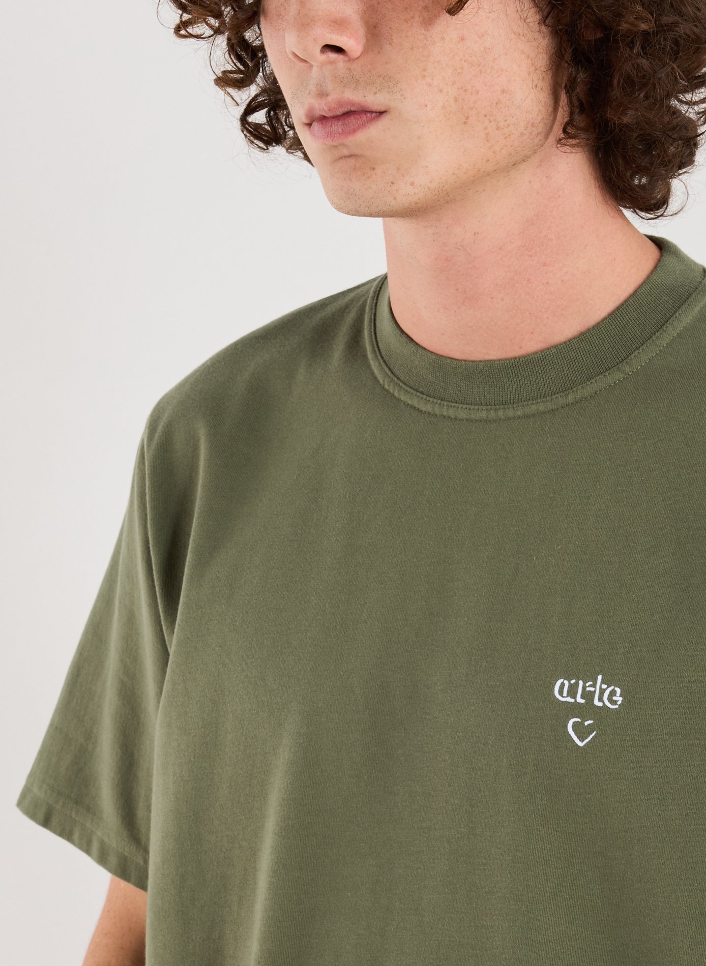 Straight embroidered cotton t-shirt ARTE ANTWERP Khaki