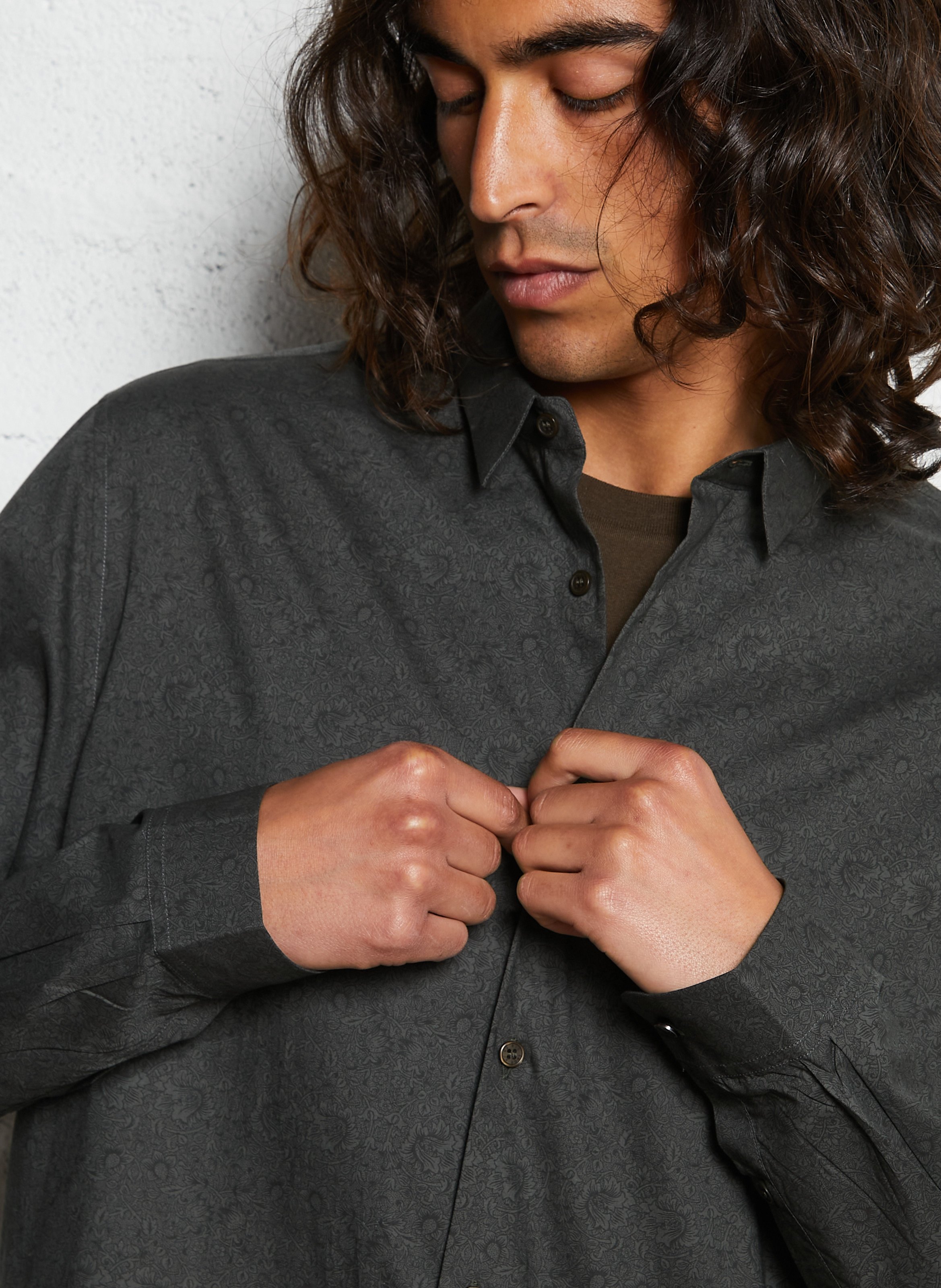 Chemise regular en coton IKKS Kaki