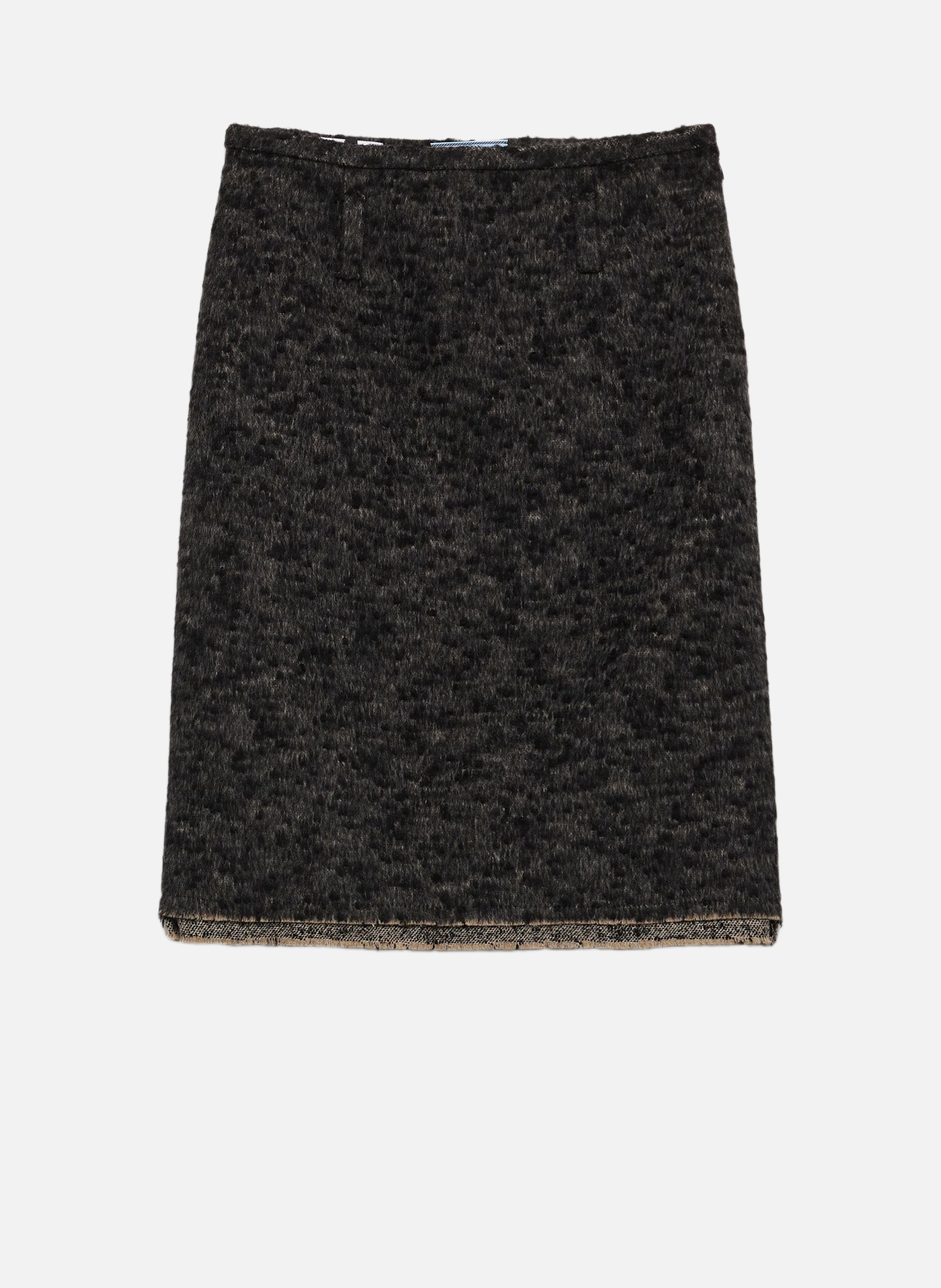 Jupe mi-longue en tweed double PRADA Gris