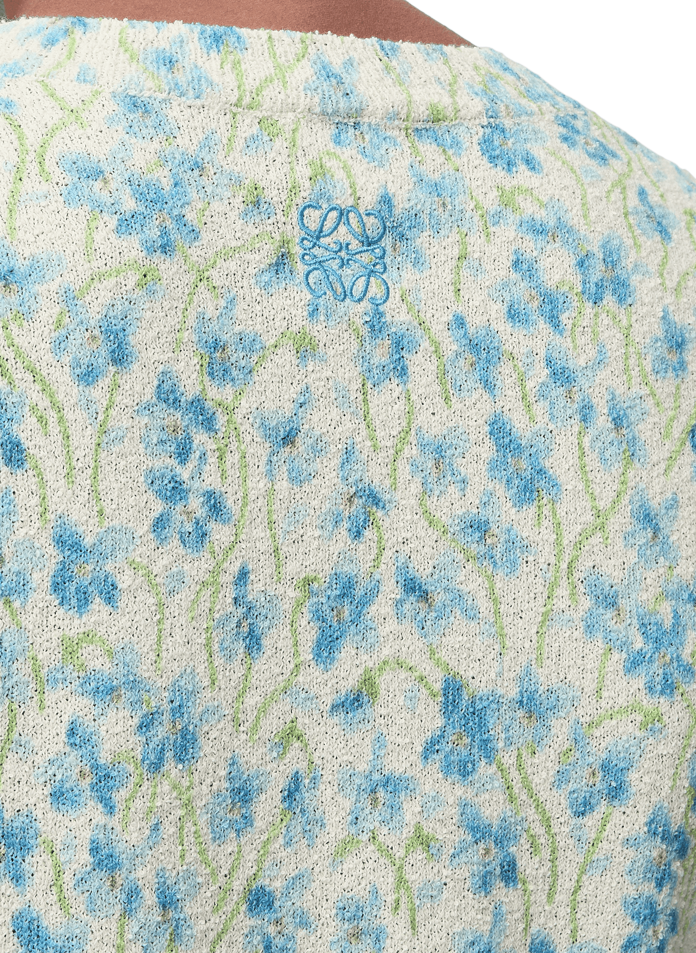 Pull manches courtes fleuri en coton mélangé LOEWE Bleu