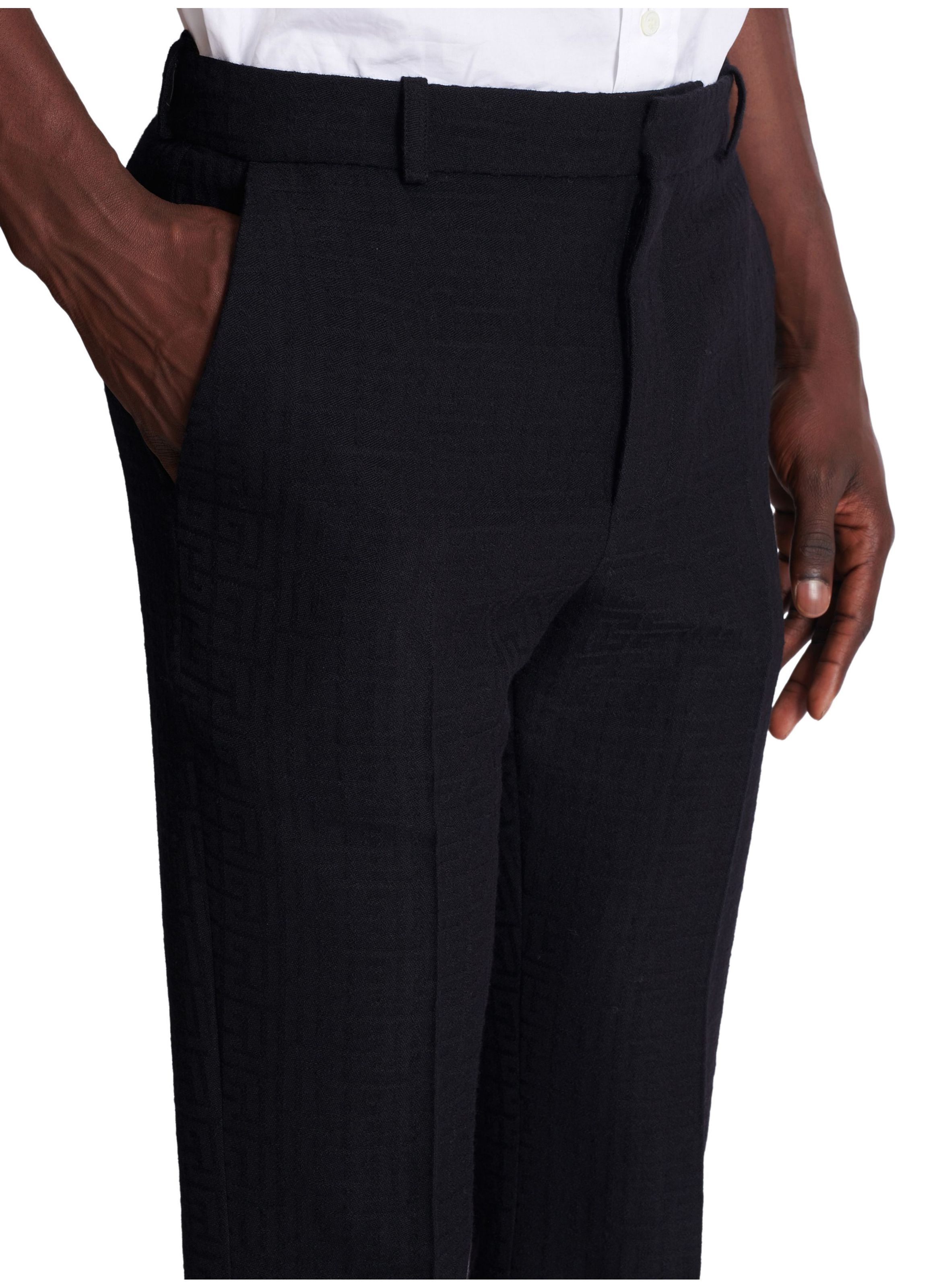 Pantalon à pinces en grain de poudre BALMAIN Noir