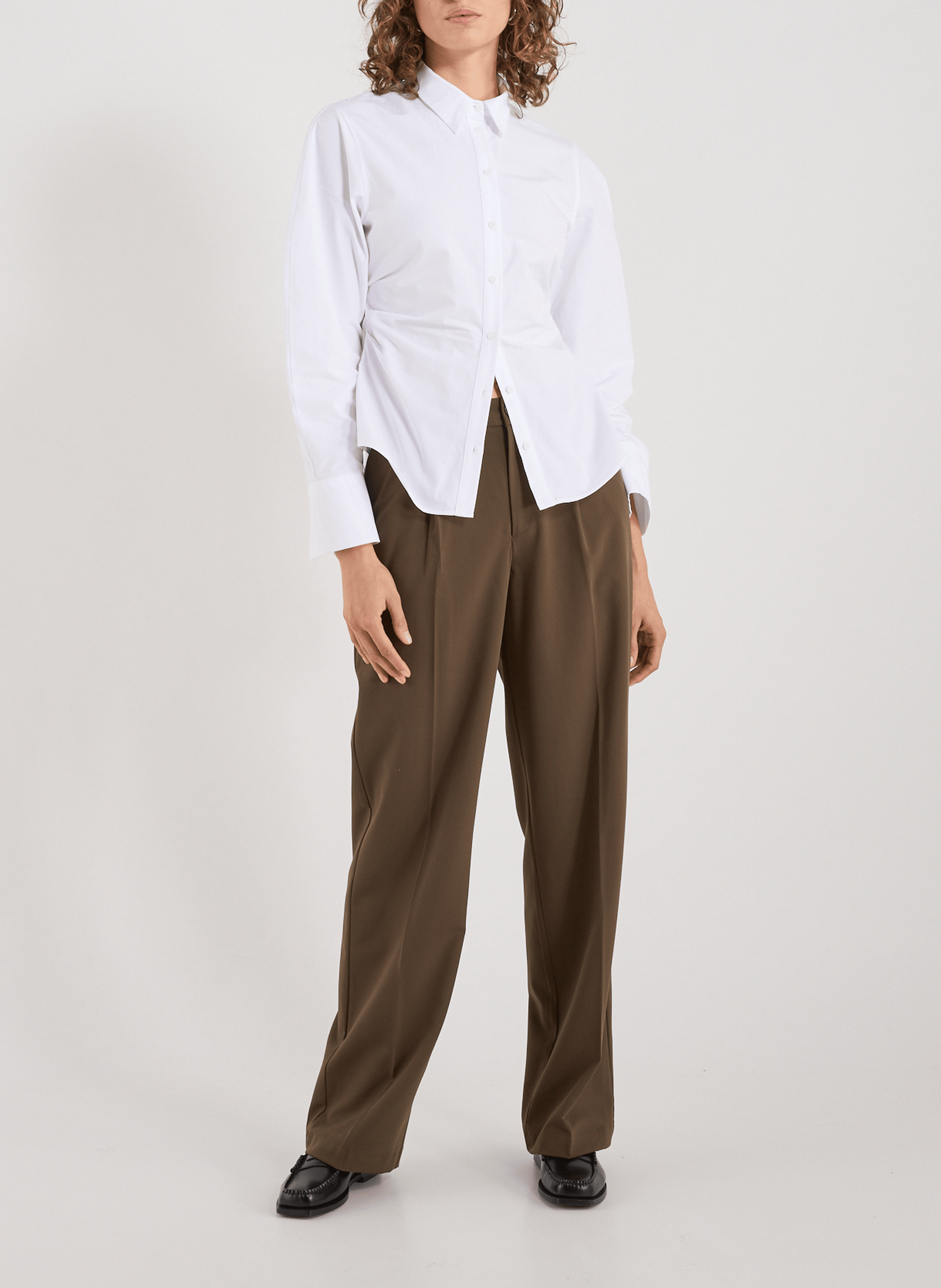 Draped cotton shirt TOPSHOP White