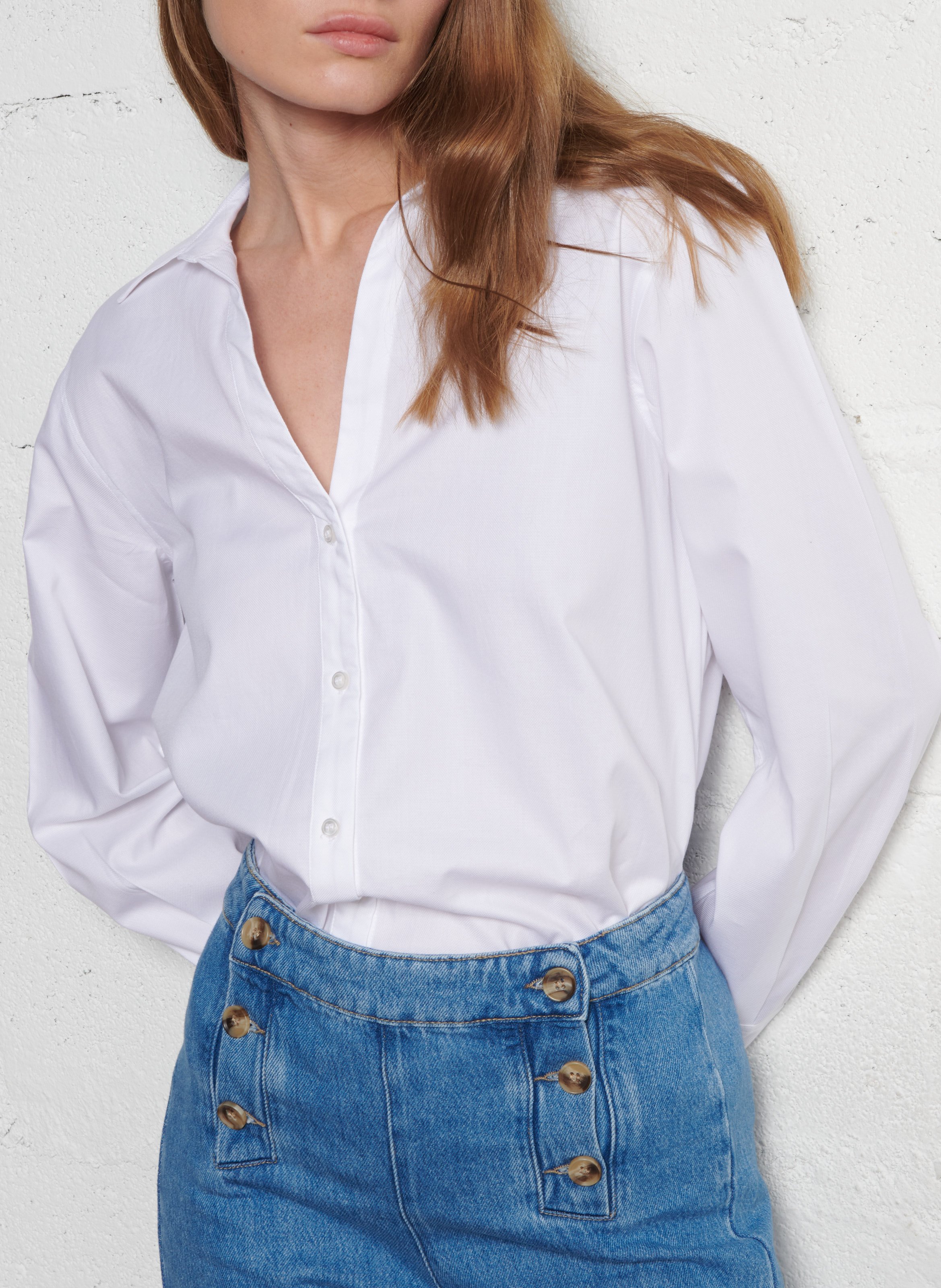 Chemise col classique ample en coton mandie MAISON 123 Blanc