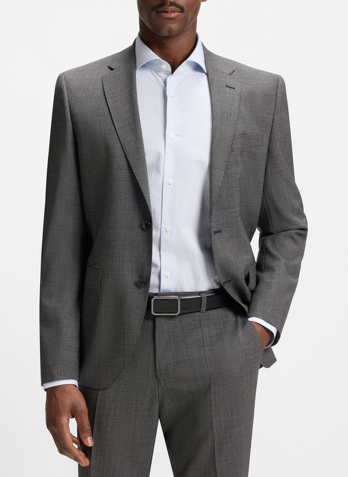 Ceinture à boucle monogrammes en cuir BOSS Noir