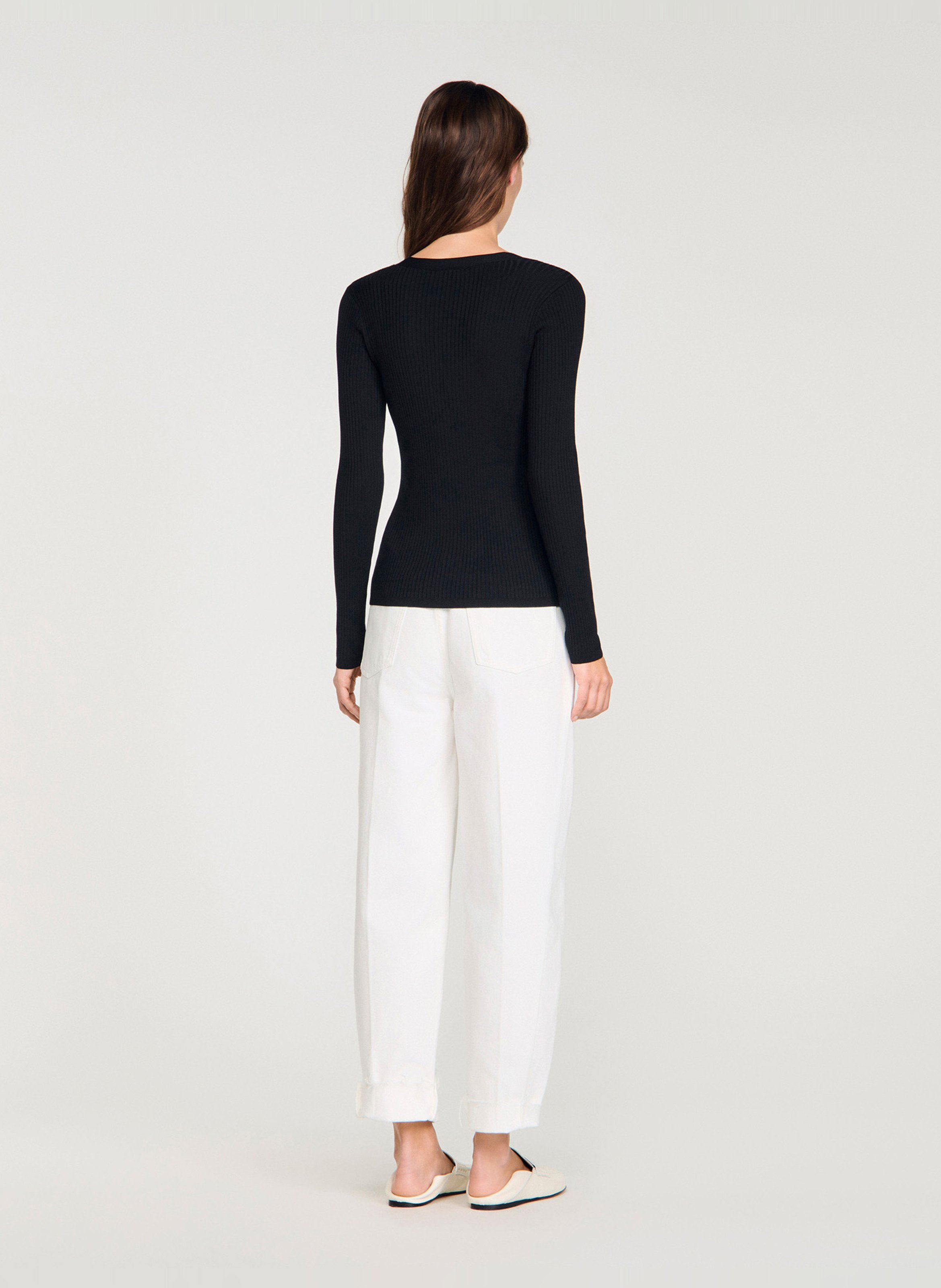 Cardigan col v SANDRO Noir