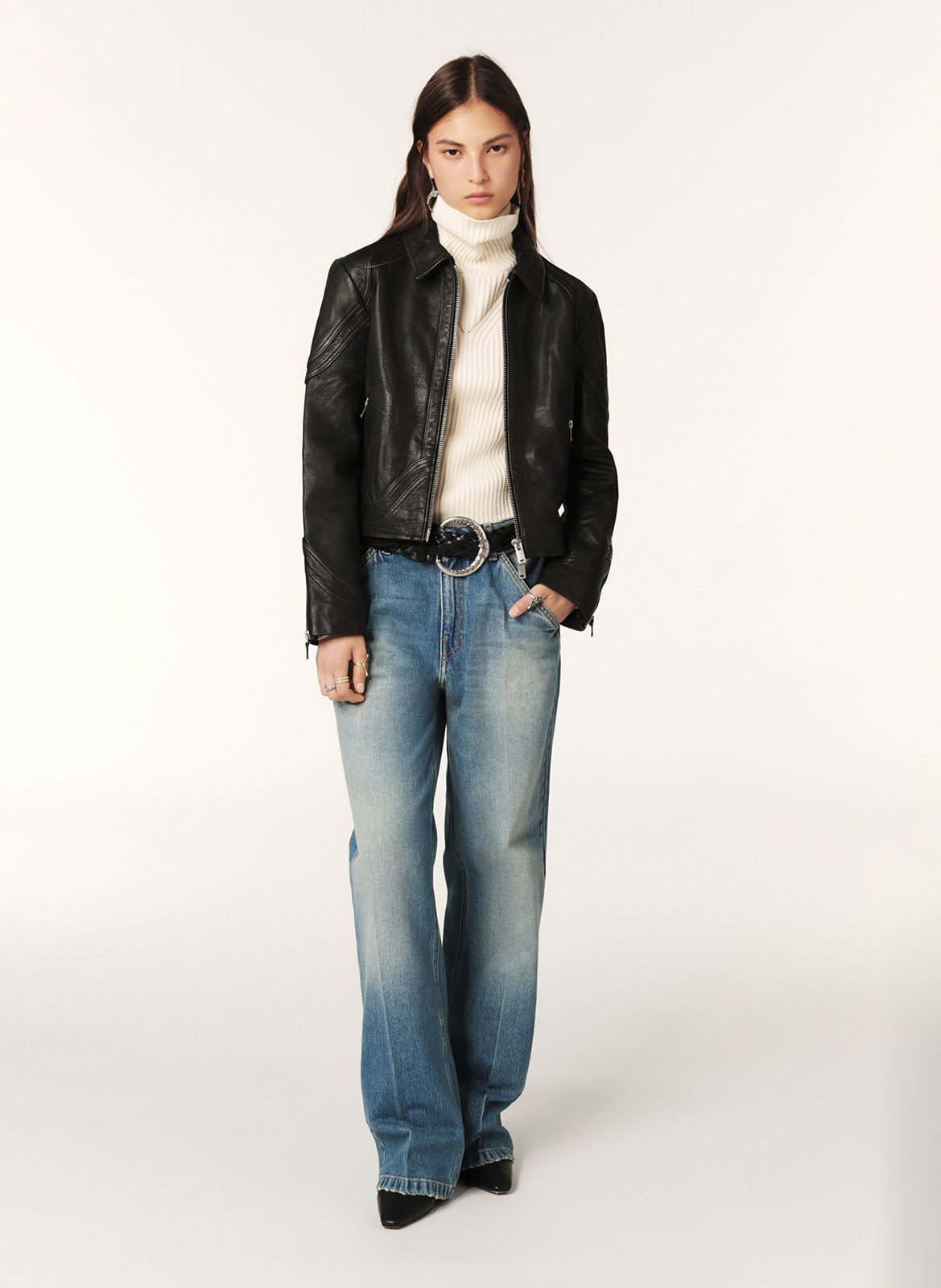 Jean large délavé en coton vecchi BA&SH Bleu