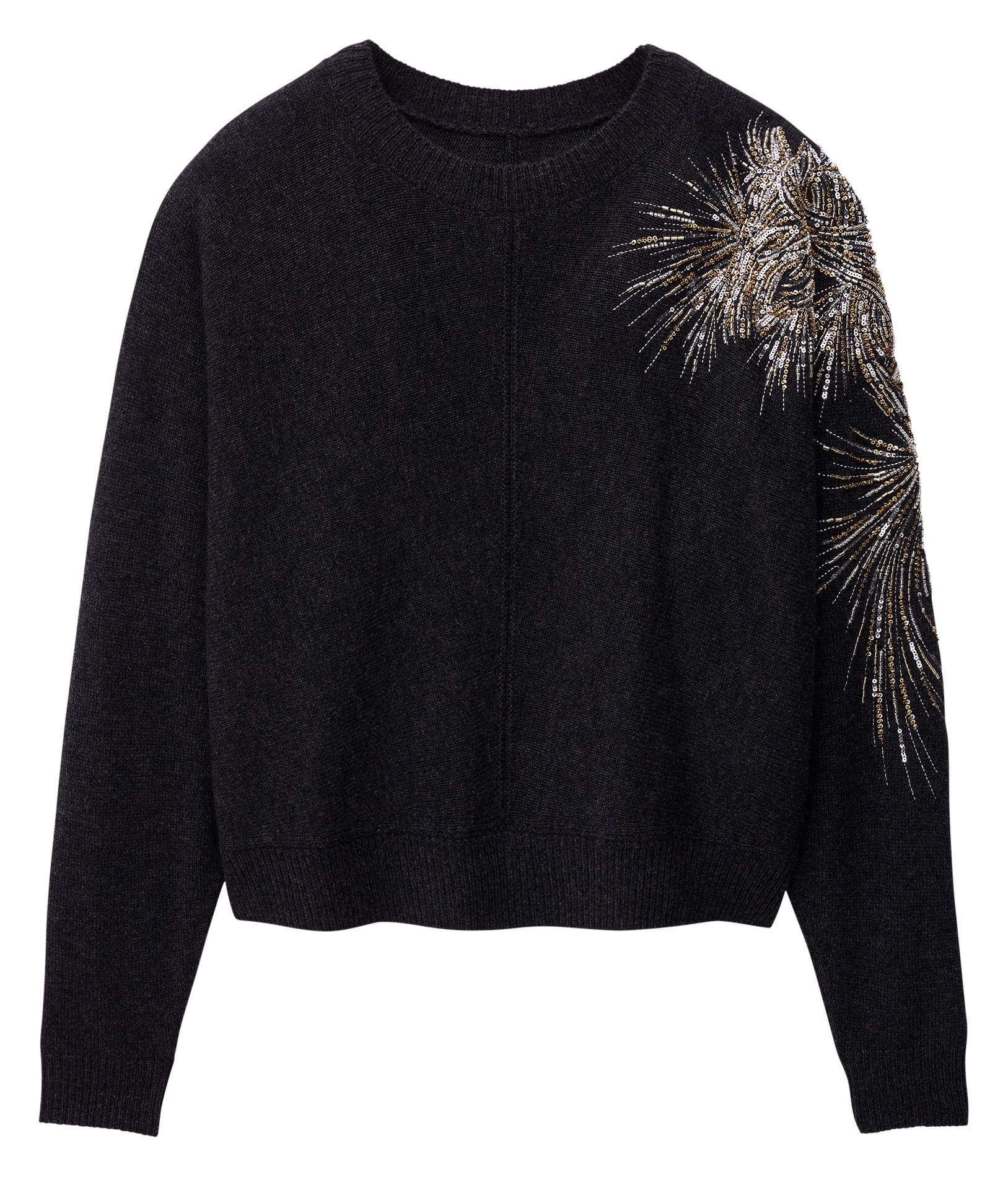 Pull droit à broderies sequins chorse BA&SH Noir