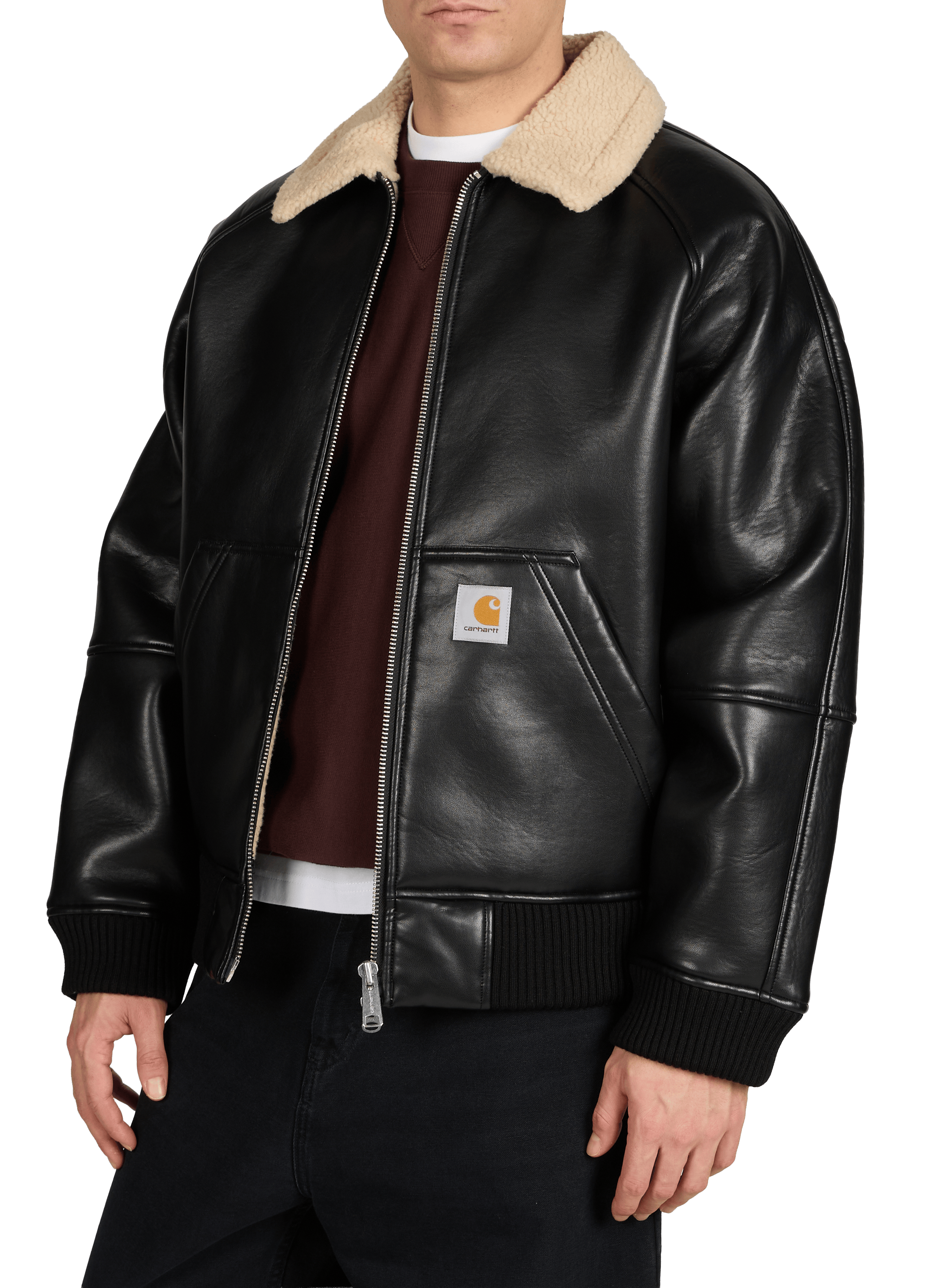 Oversized leather jacket Shepton CARHARTT WIP Black