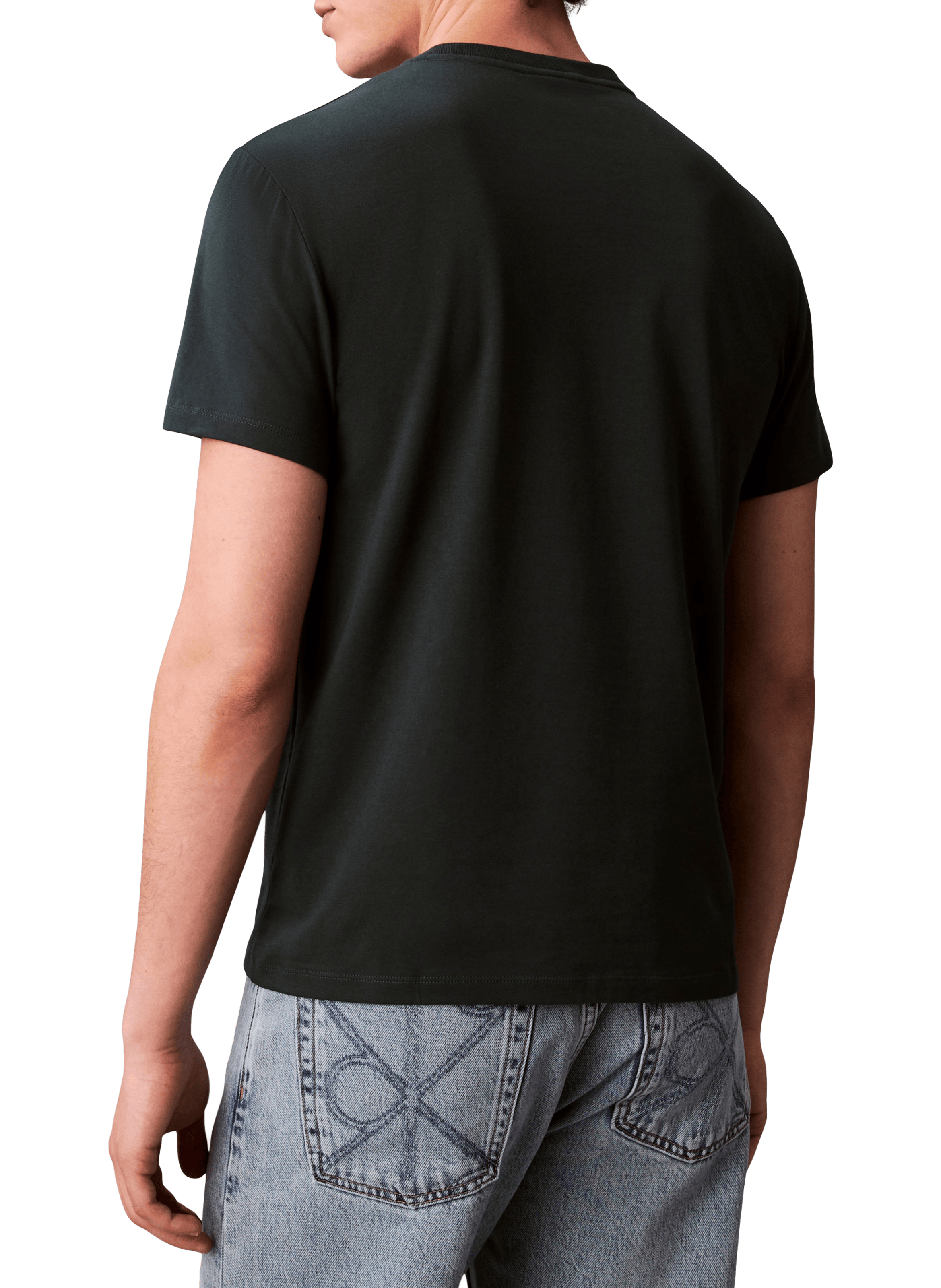 T-shirt droit à logo en coton mélangé CALVIN KLEIN Gris