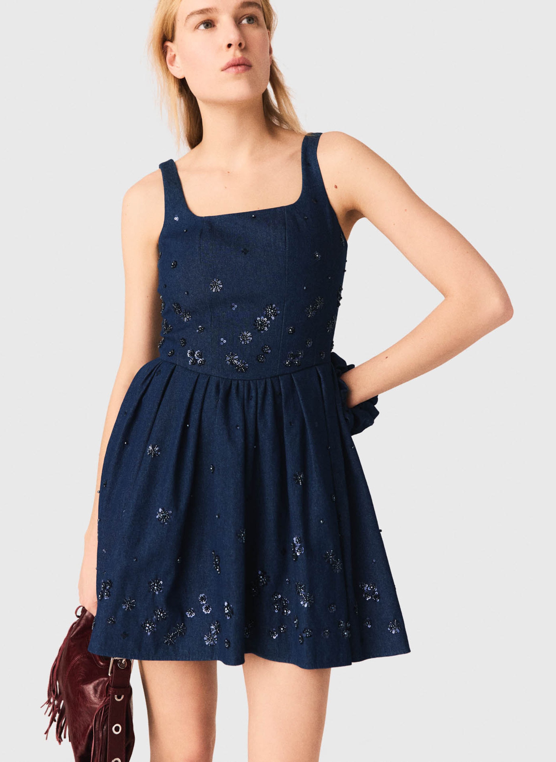 Robe courte en denim MAJE Bleu