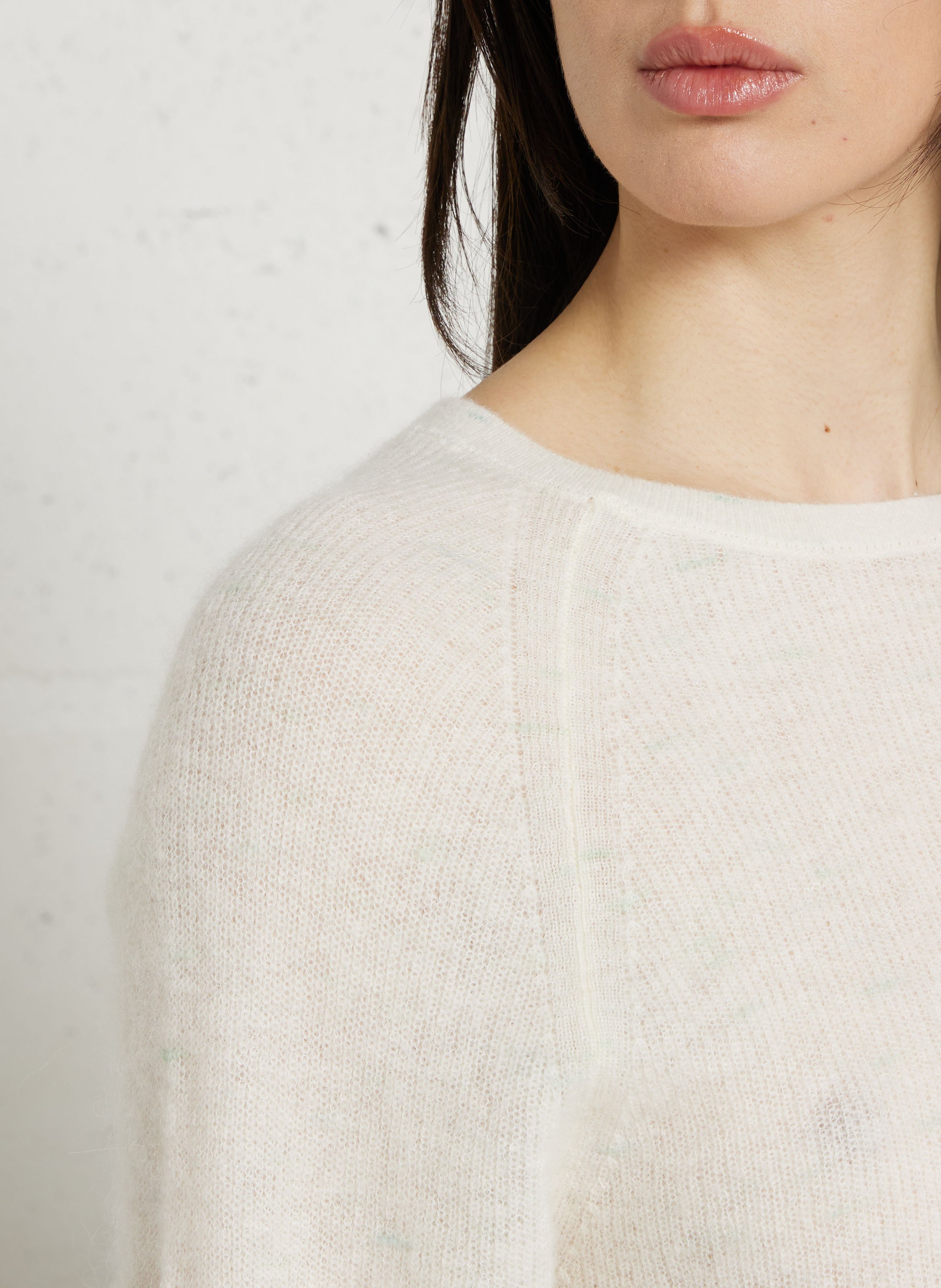 Pull droit col rond jacquard en alpaga mélangé phoenix MAISON 123 Blanc