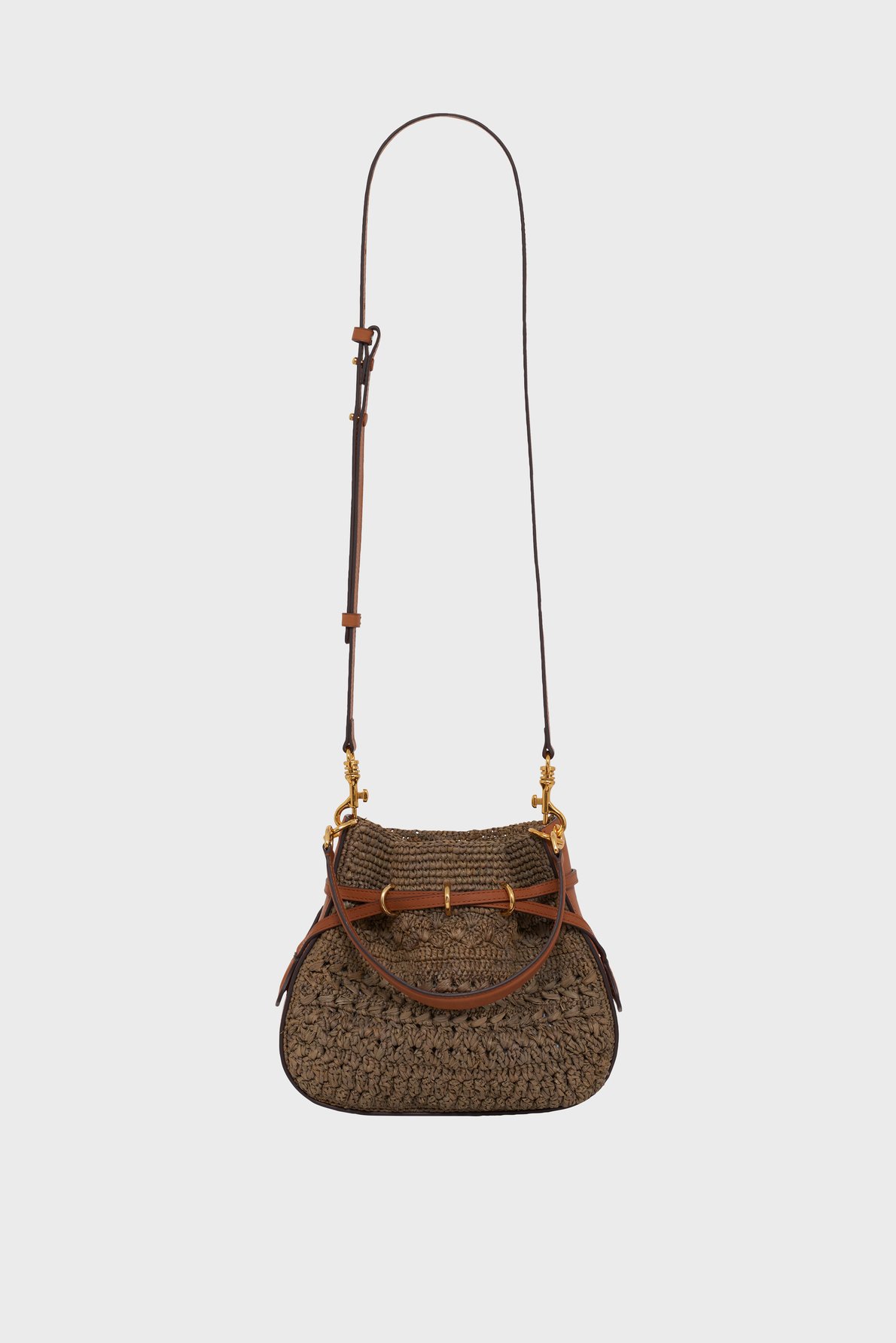 Sac en raphia et cuir - le mini romy GERARD DAREL Kaki