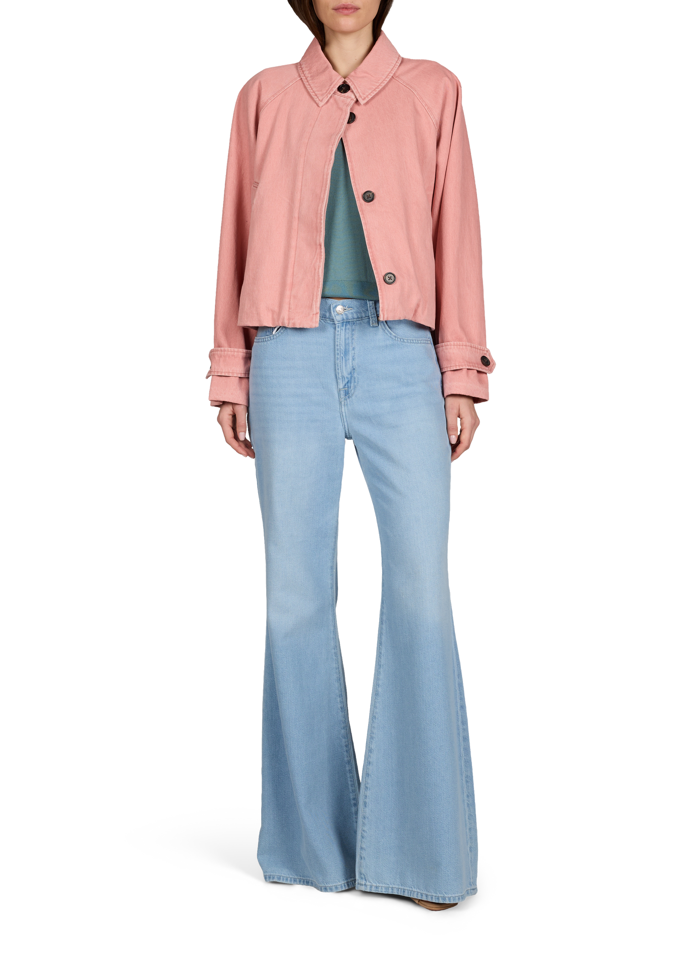 Veste jean Jessy col classique en coton BELLEROSE Rose