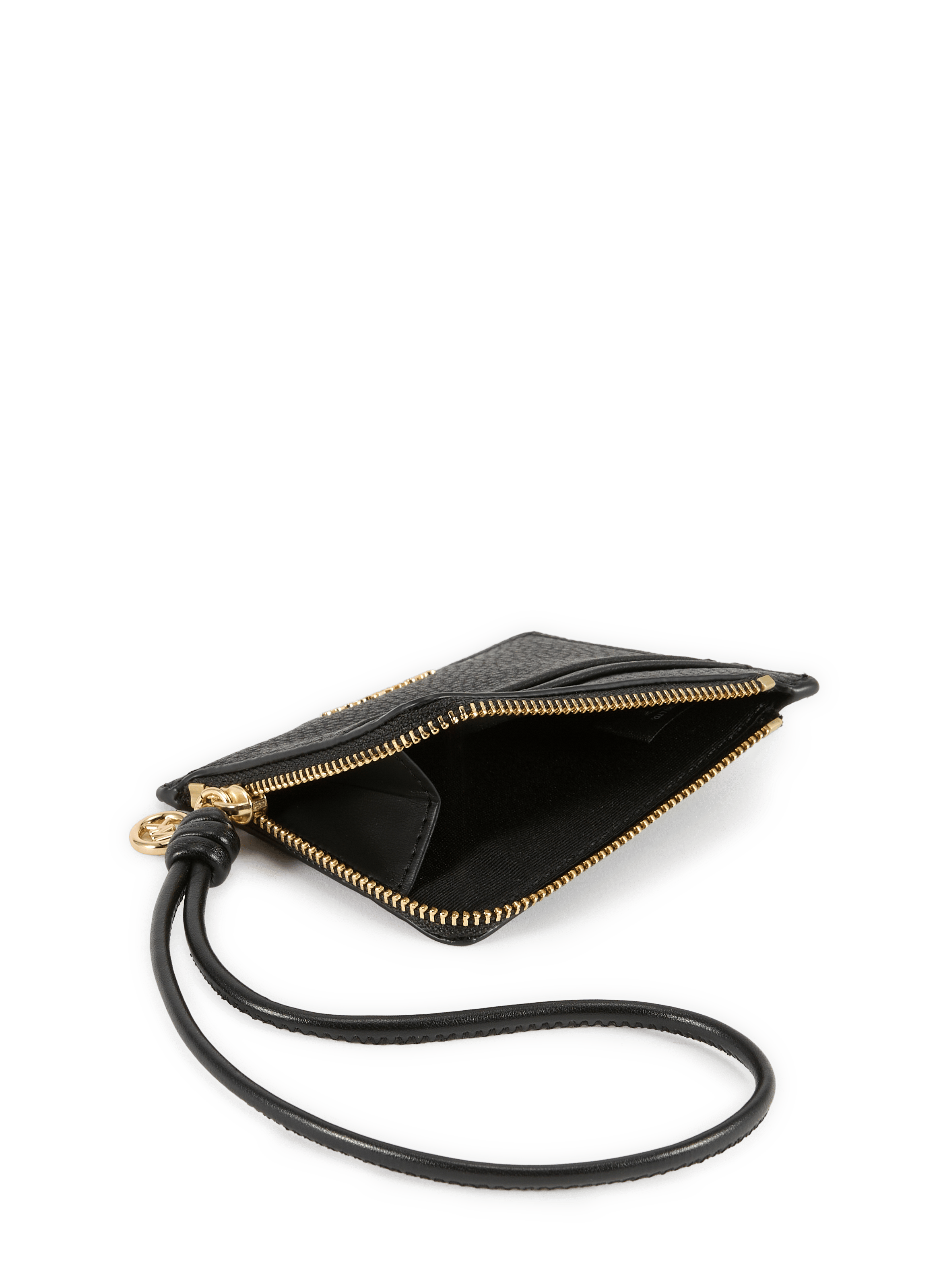Small clutch-bracelet with card case in grained leather from Jet Set. MICHAEL KORS Black