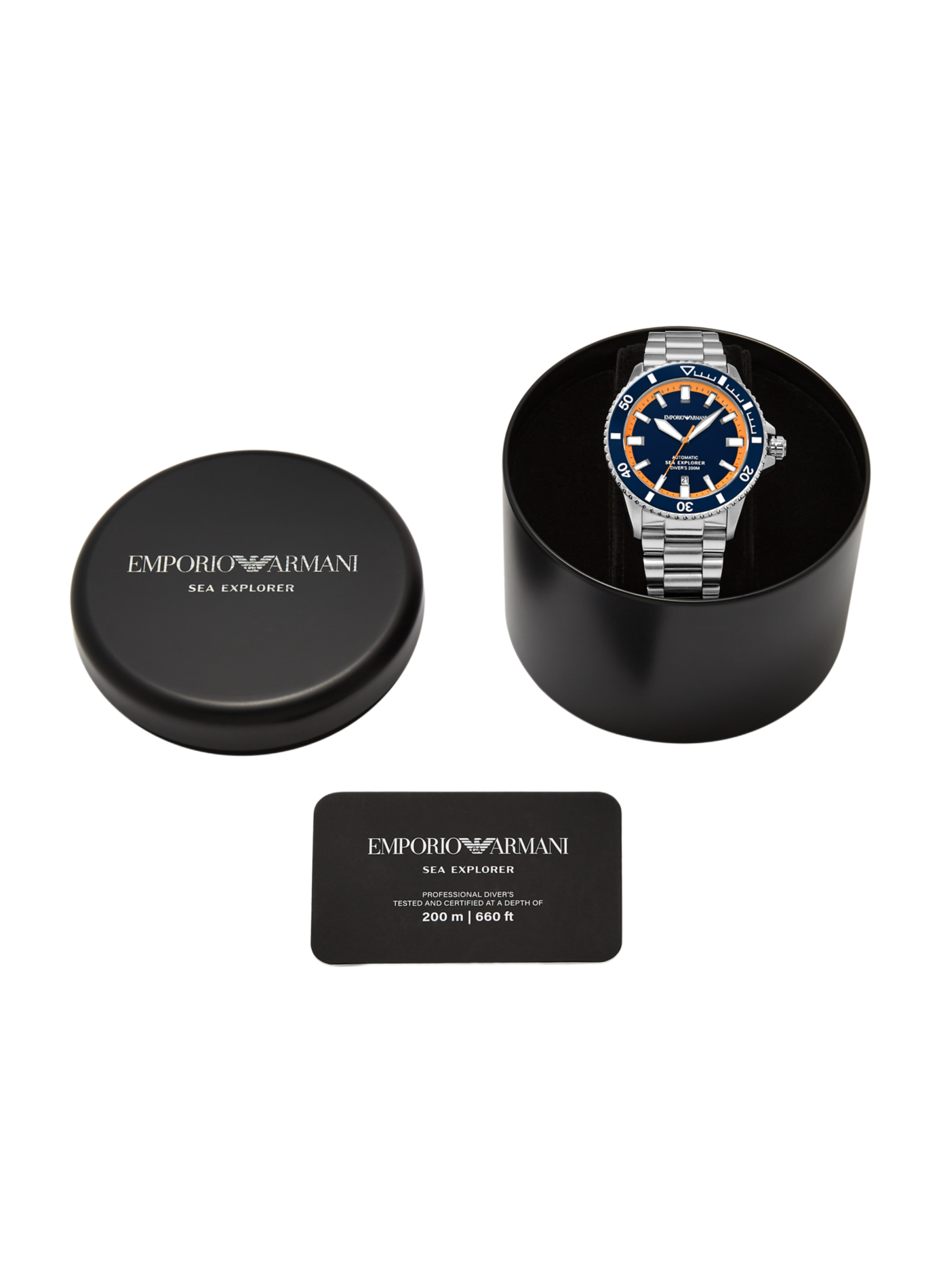 Montre automatique Sea Explorer en acier inoxydable ARMANI MONTRES Bleu