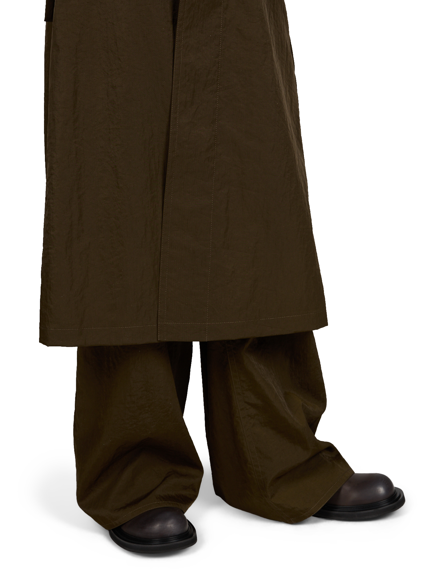 Wide-leg pants with skirt overlay SEAN SUEN Brown