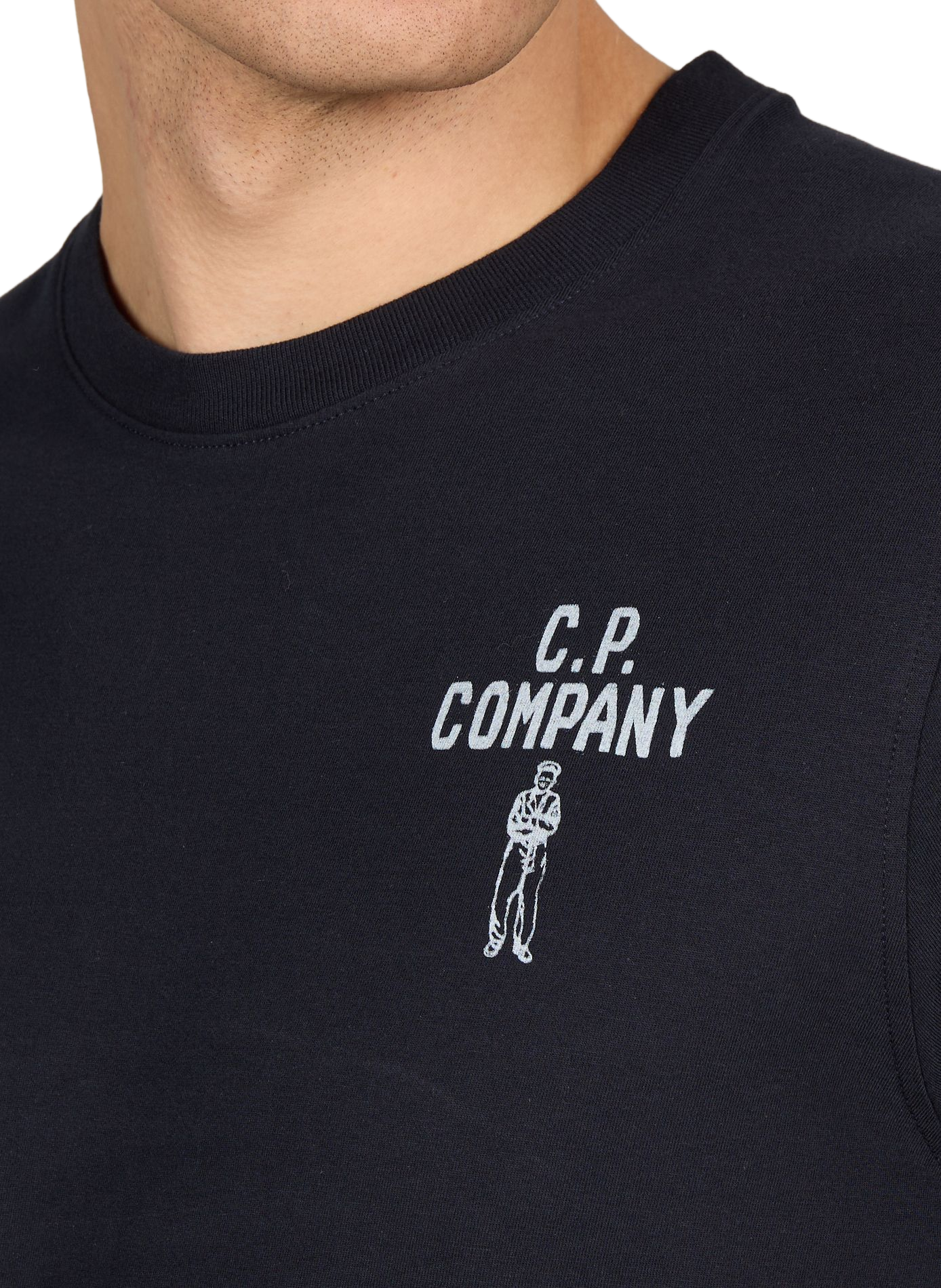 T-shirt imprimé col rond en coton CP COMPANY Bleu