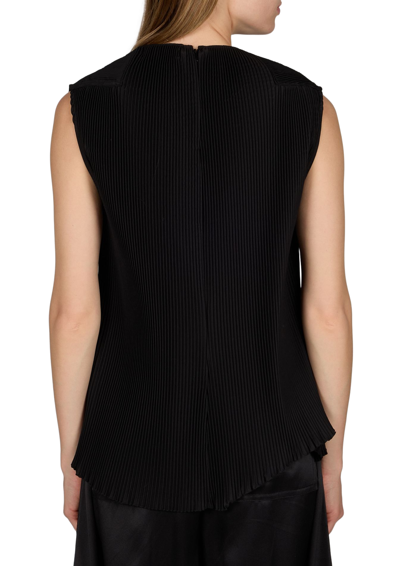 Top plisado sin mangas Negro