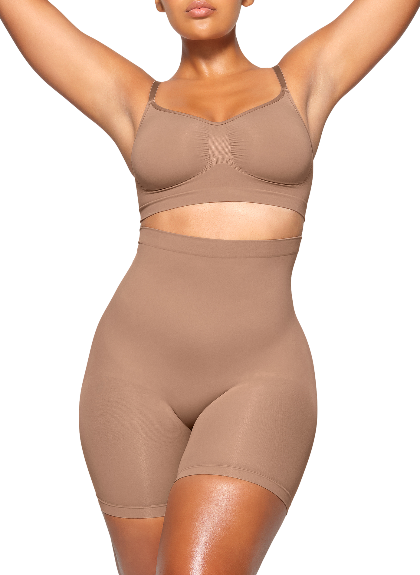 High-waisted sculpting shorts SKIMS Brown