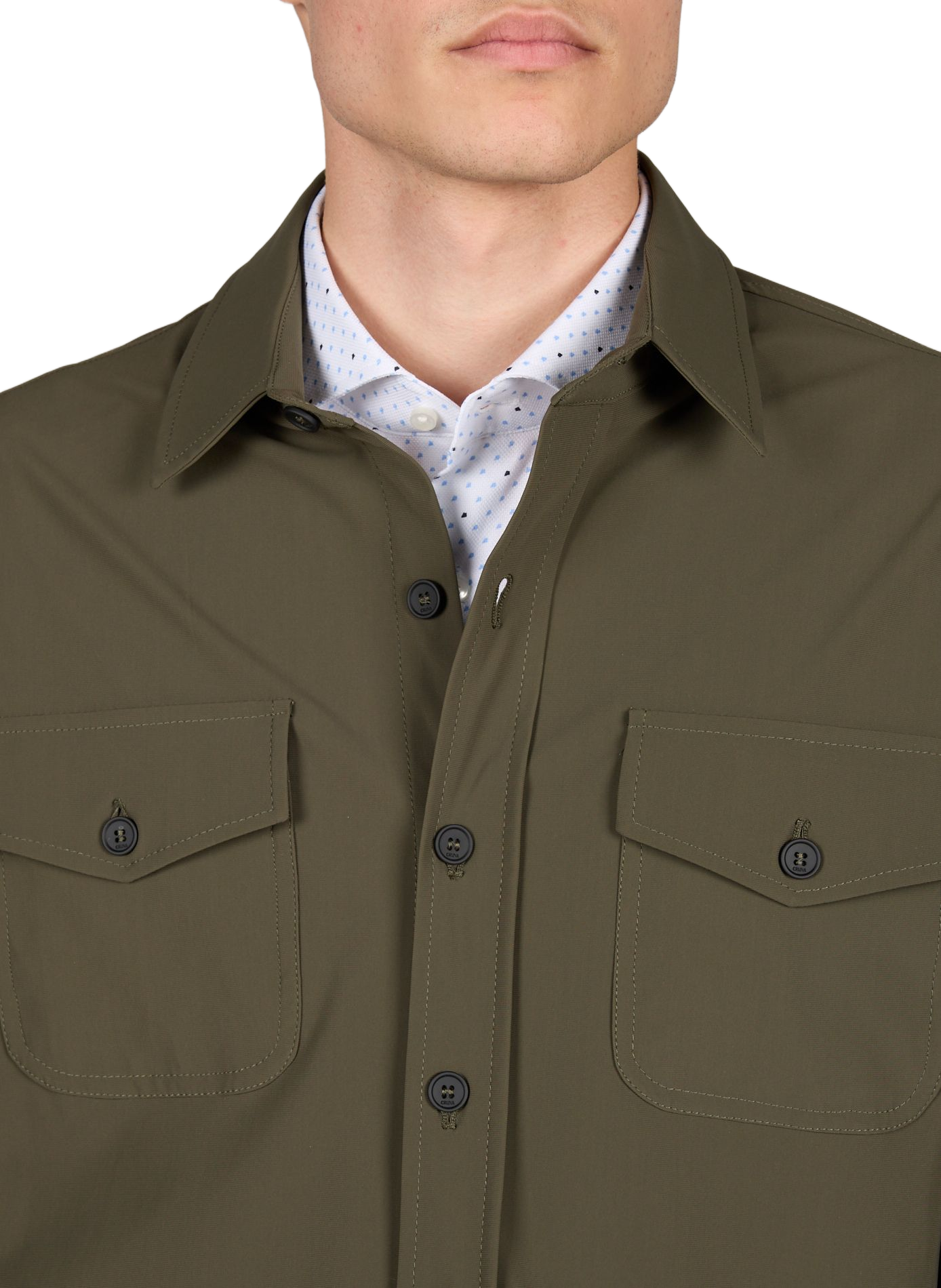 Straight jacket with classic collar CRUNA Khaki