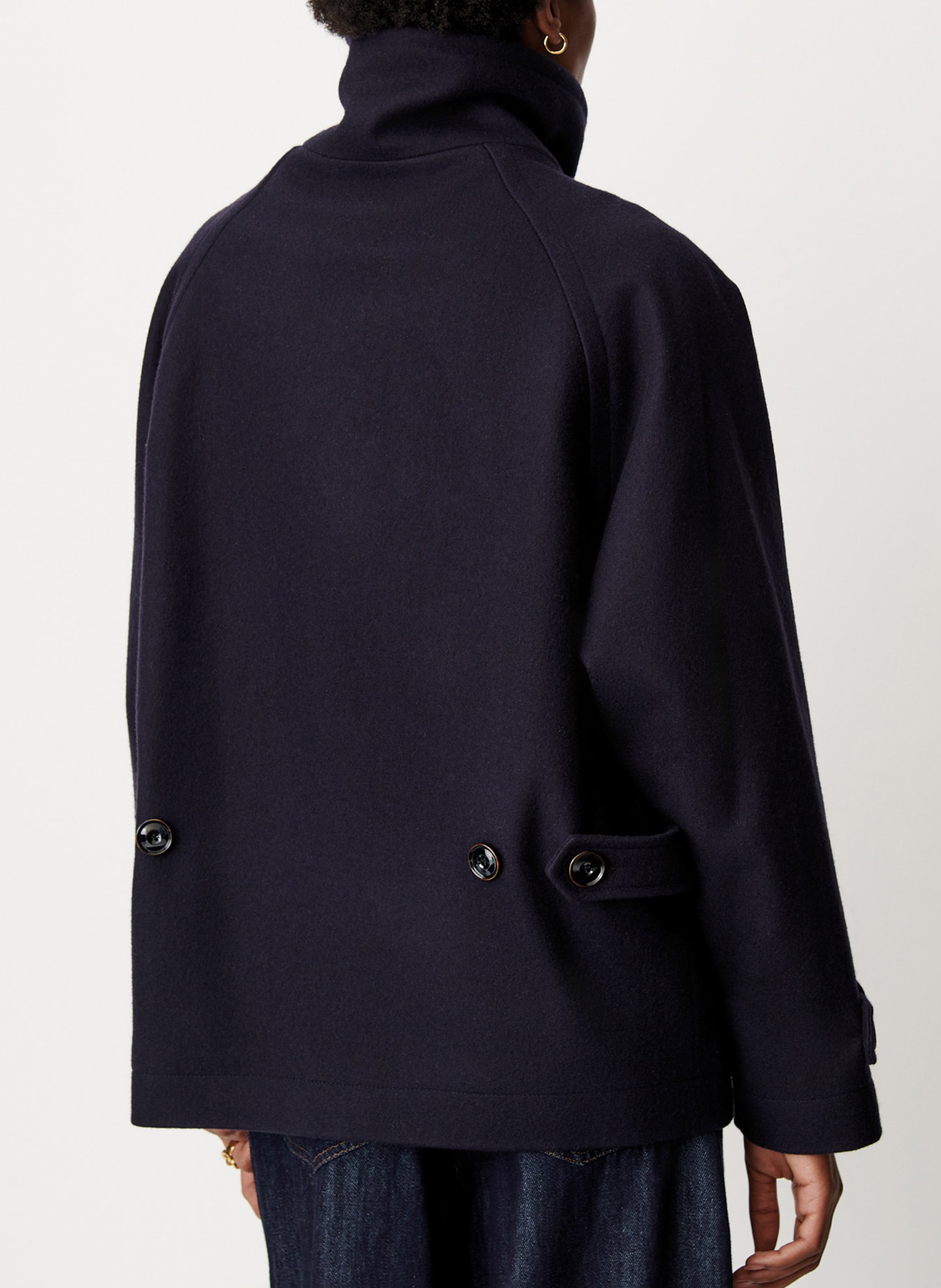 Manteau court col montant en laine mélangée lee wooly SESSUN Bleu
