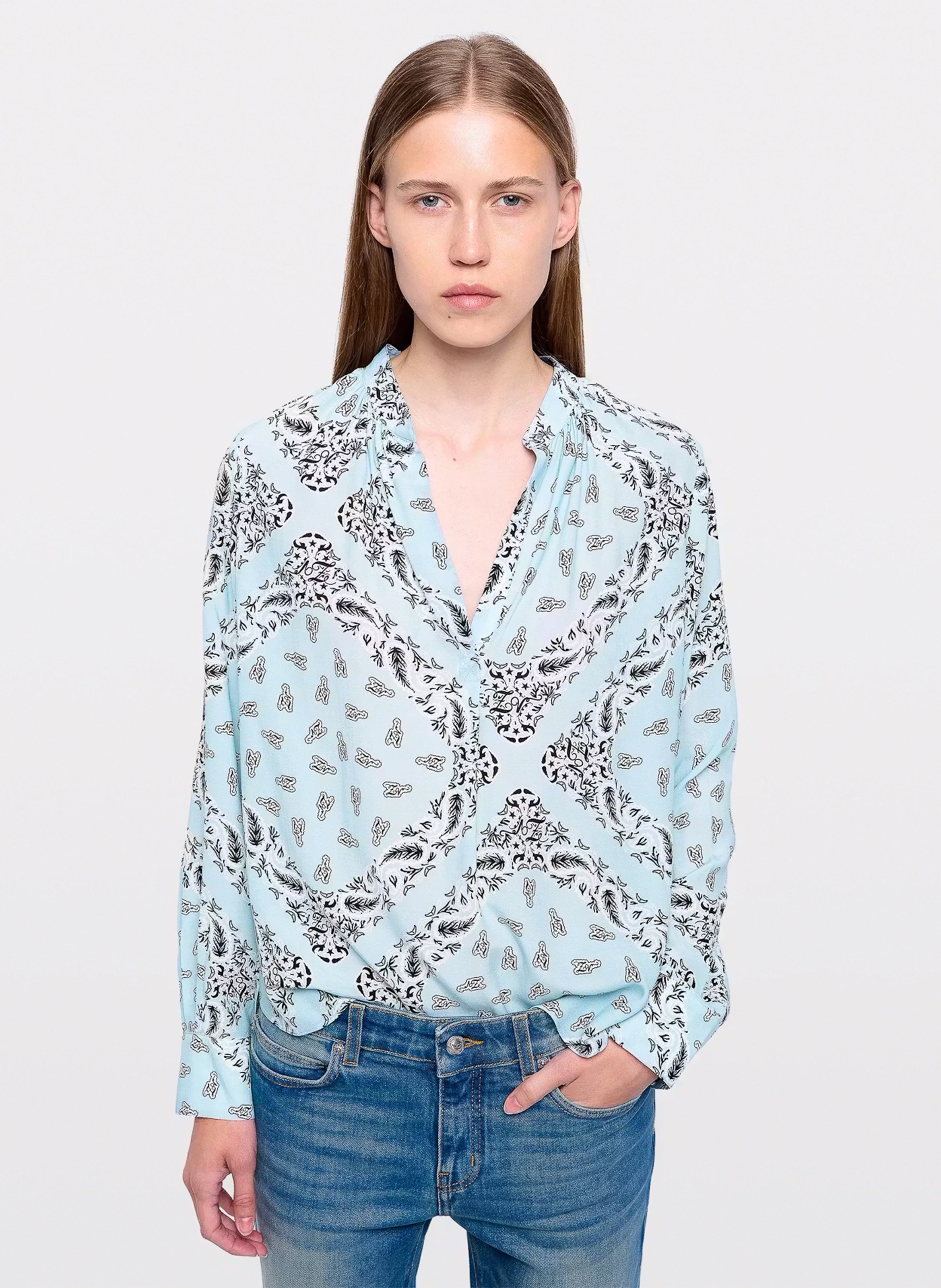 Chemise droite col v imprimé tink ZADIG&VOLTAIRE Bleu
