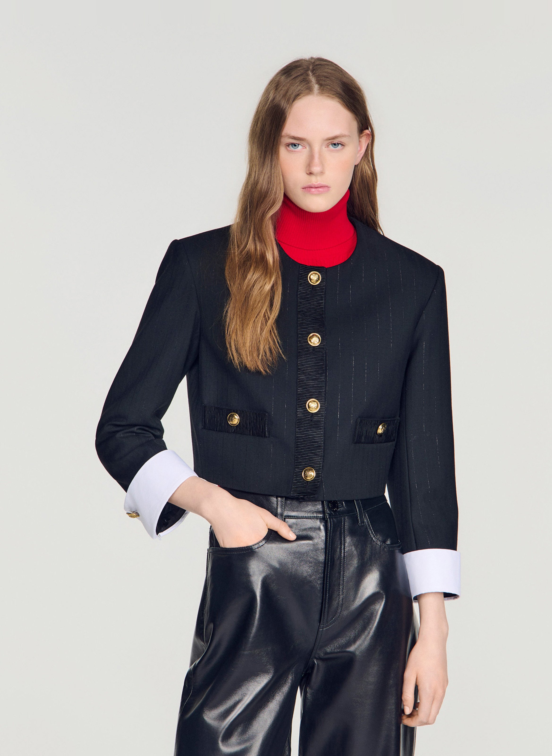 Veste courte droite SANDRO Noir