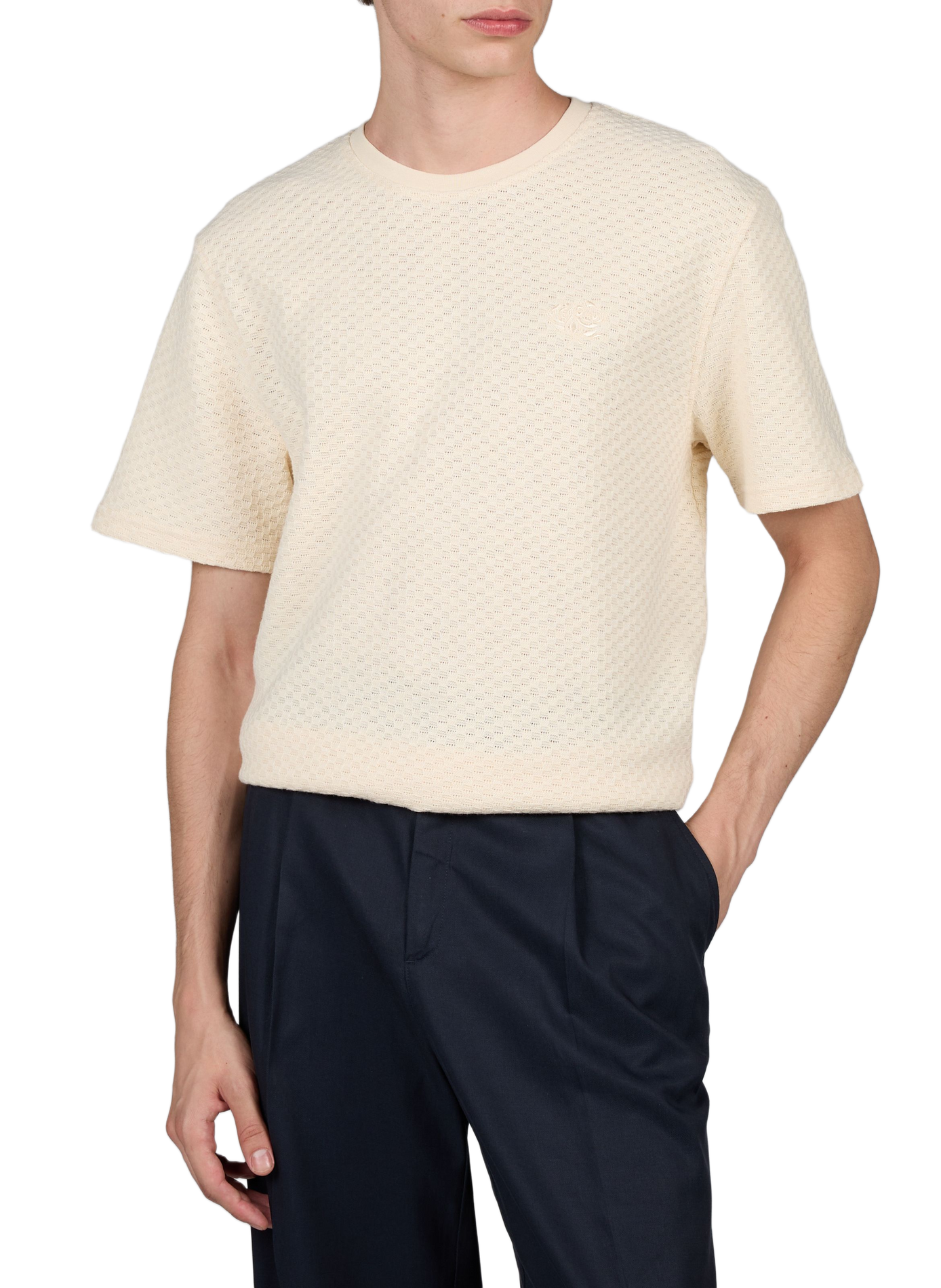 T-shirt texturé en coton mélangé LES DEUX Blanc